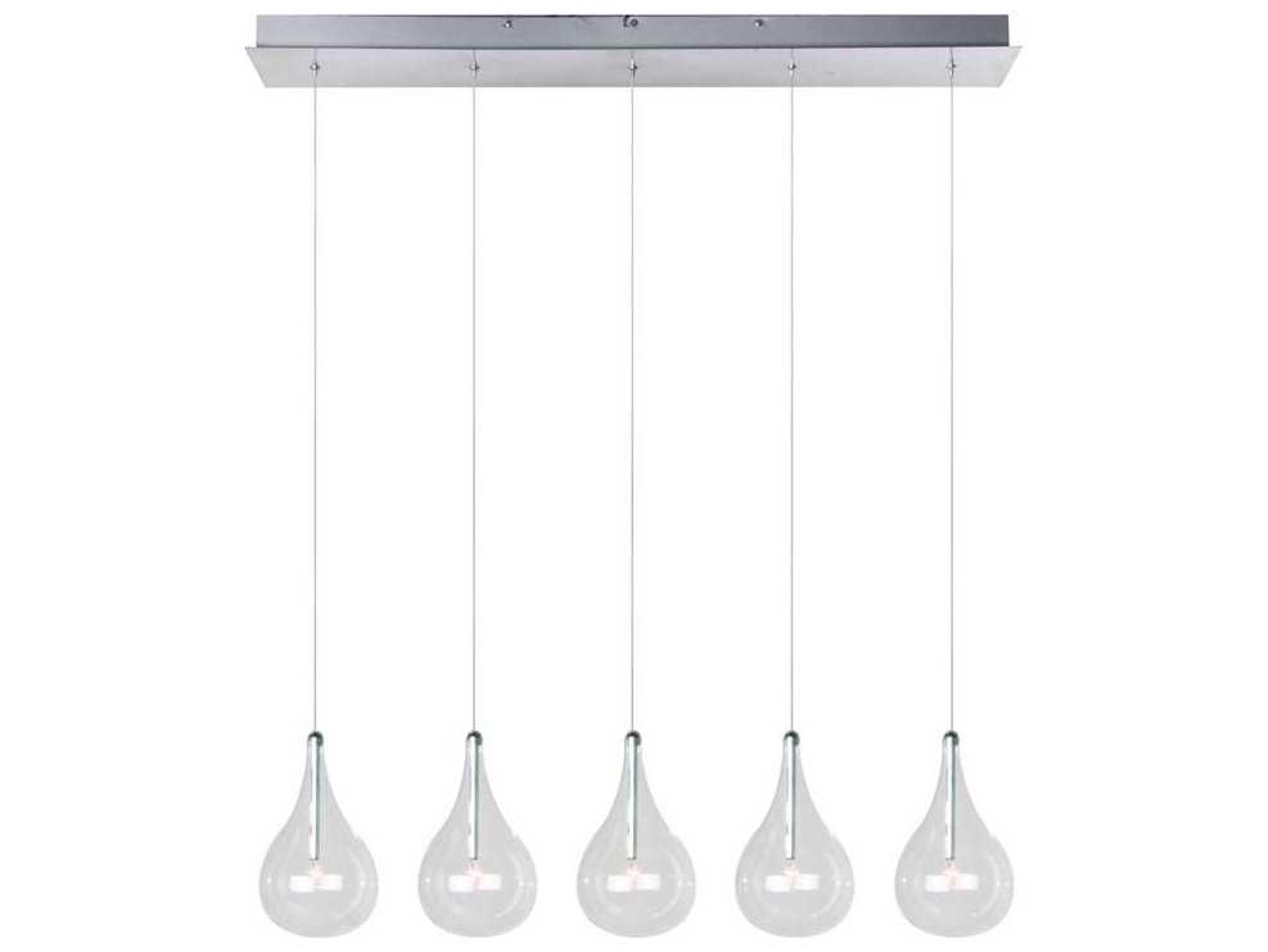 ET2 Larmes 5-Light Polished Chrome Glass Linear Island Pendant