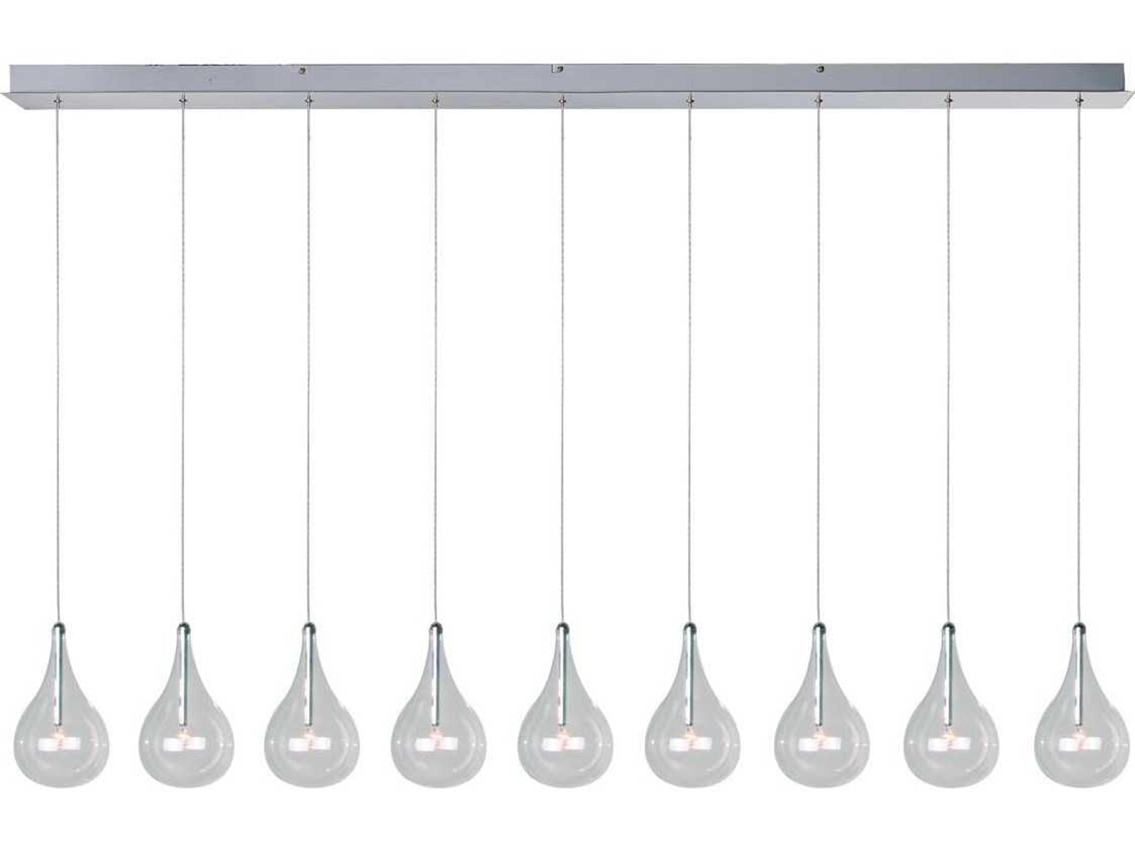 ET2 Larmes 9-Light Polished Chrome Glass Linear Island Pendant
