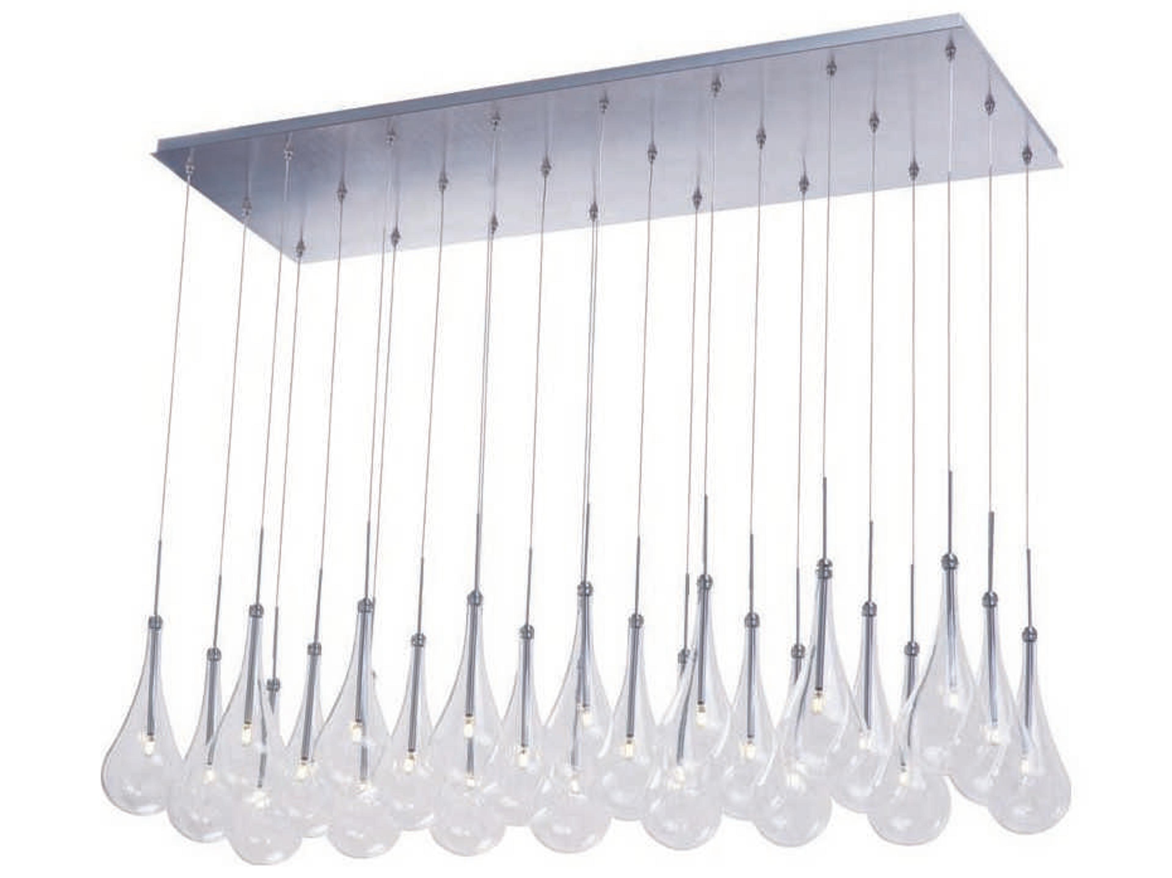 ET2 Larmes Led 24-Light Polished Chrome Glass LED Linear Island Pendant