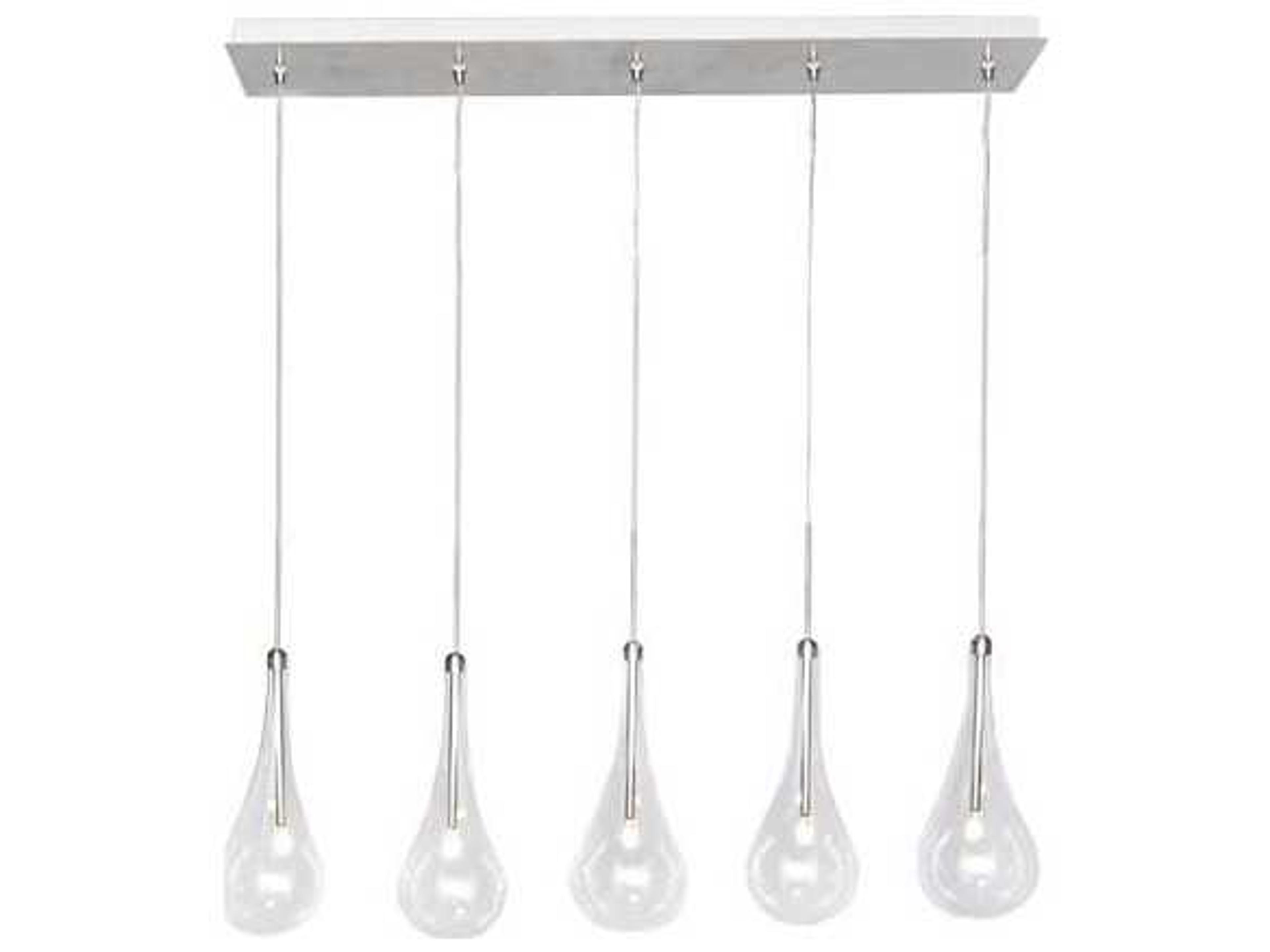ET2 Larmes Led 5-Light Polished Chrome Glass LED Linear Island Pendant
