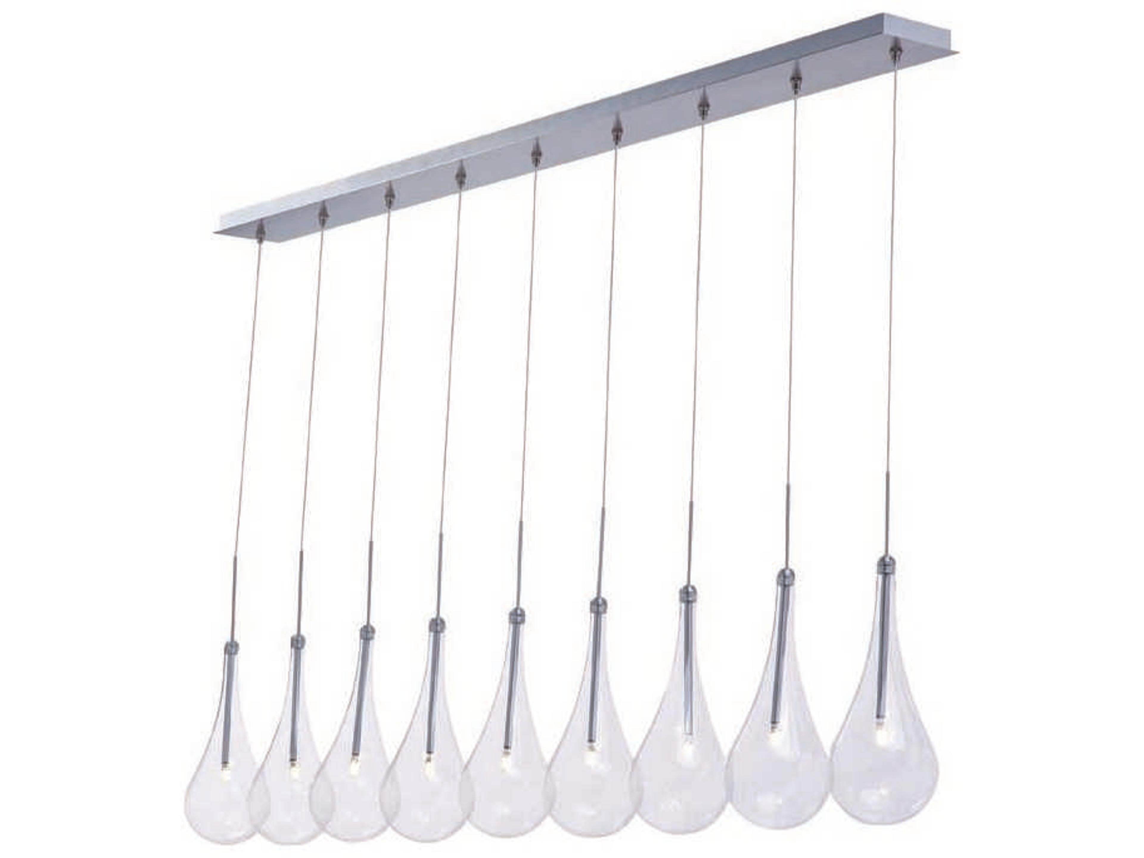 ET2 Larmes Led 9-Light Polished Chrome Glass LED Linear Island Pendant