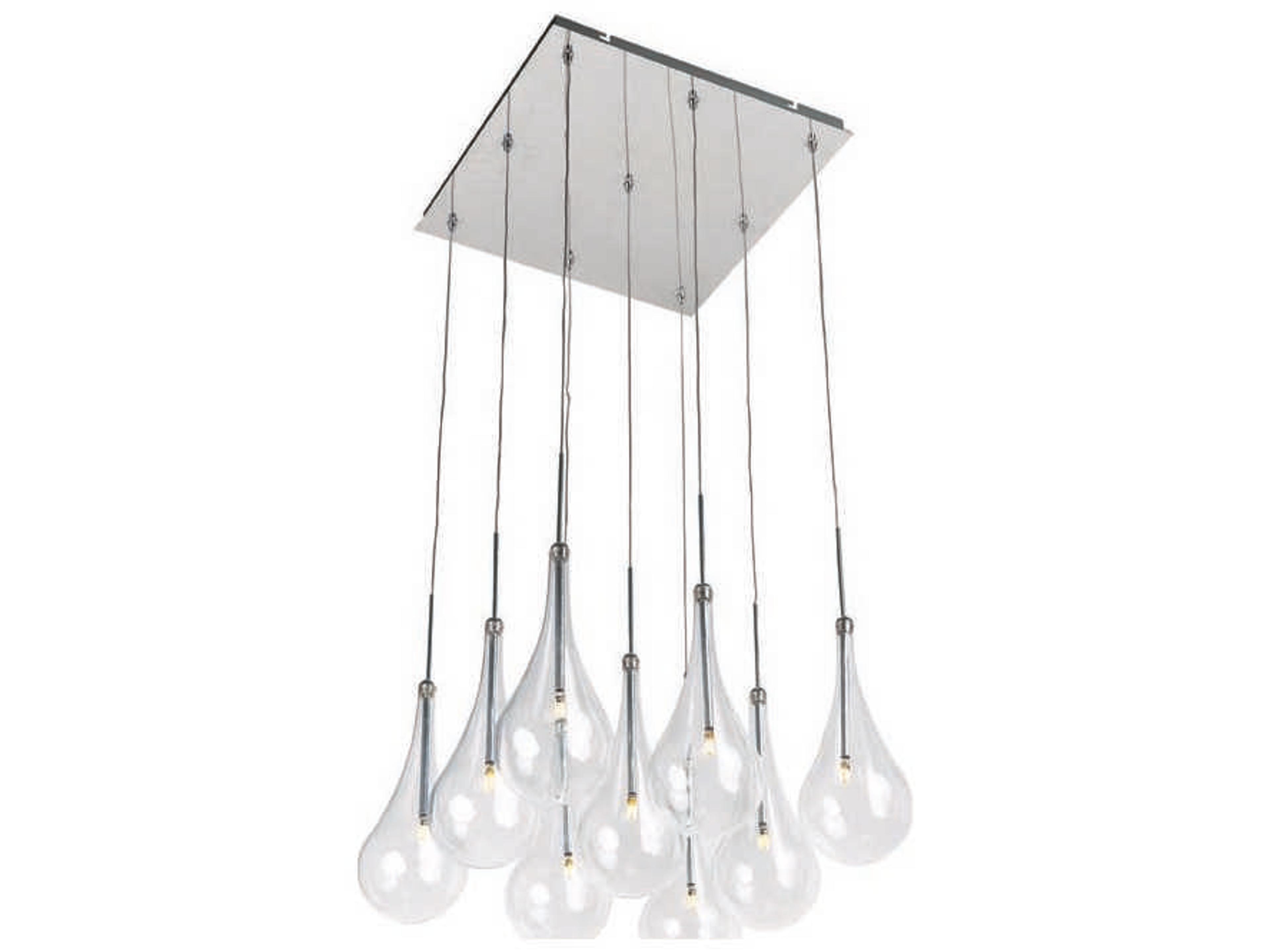 ET2 Larmes Led 9-Light Polished Chrome Glass LED Pendant