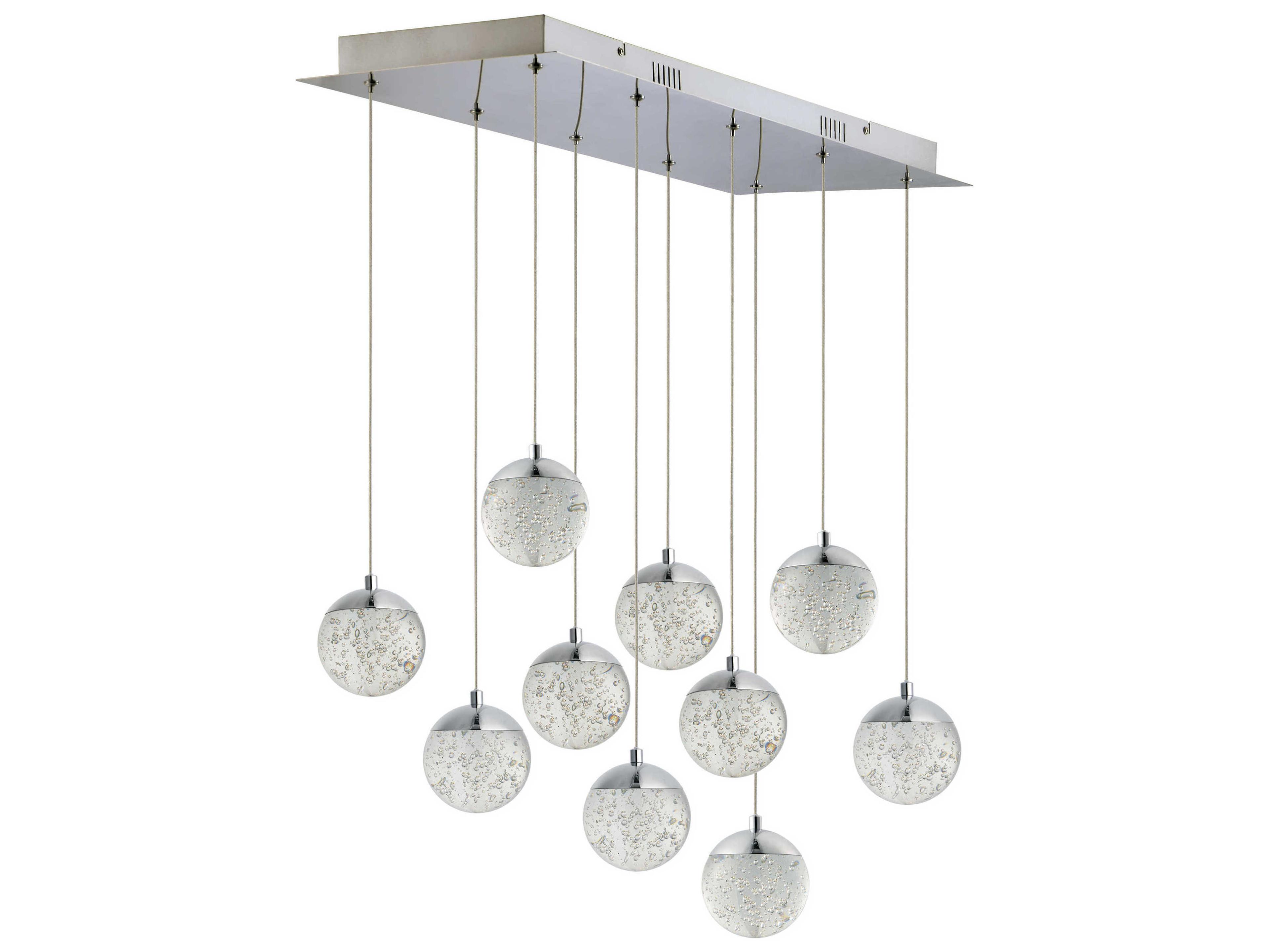 ET2 Orb Ii 1-Light Polished Chrome Crystal LED Globe Linear Island Pendant