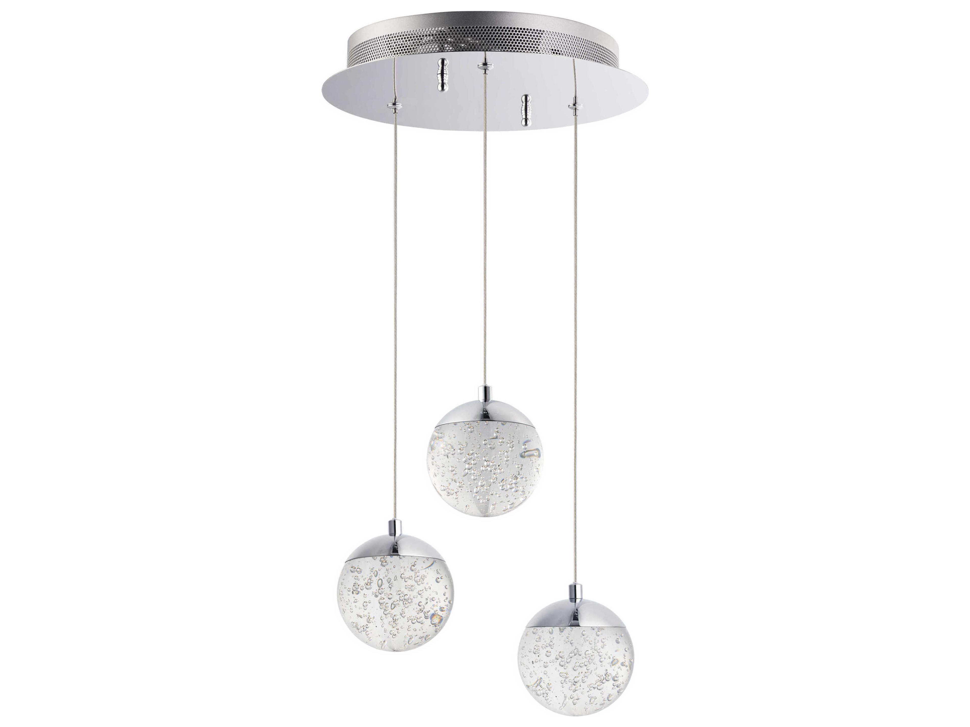 ET2 Orb Ii 3-Light Polished Chrome Crystal LED Globe Mini Pendant
