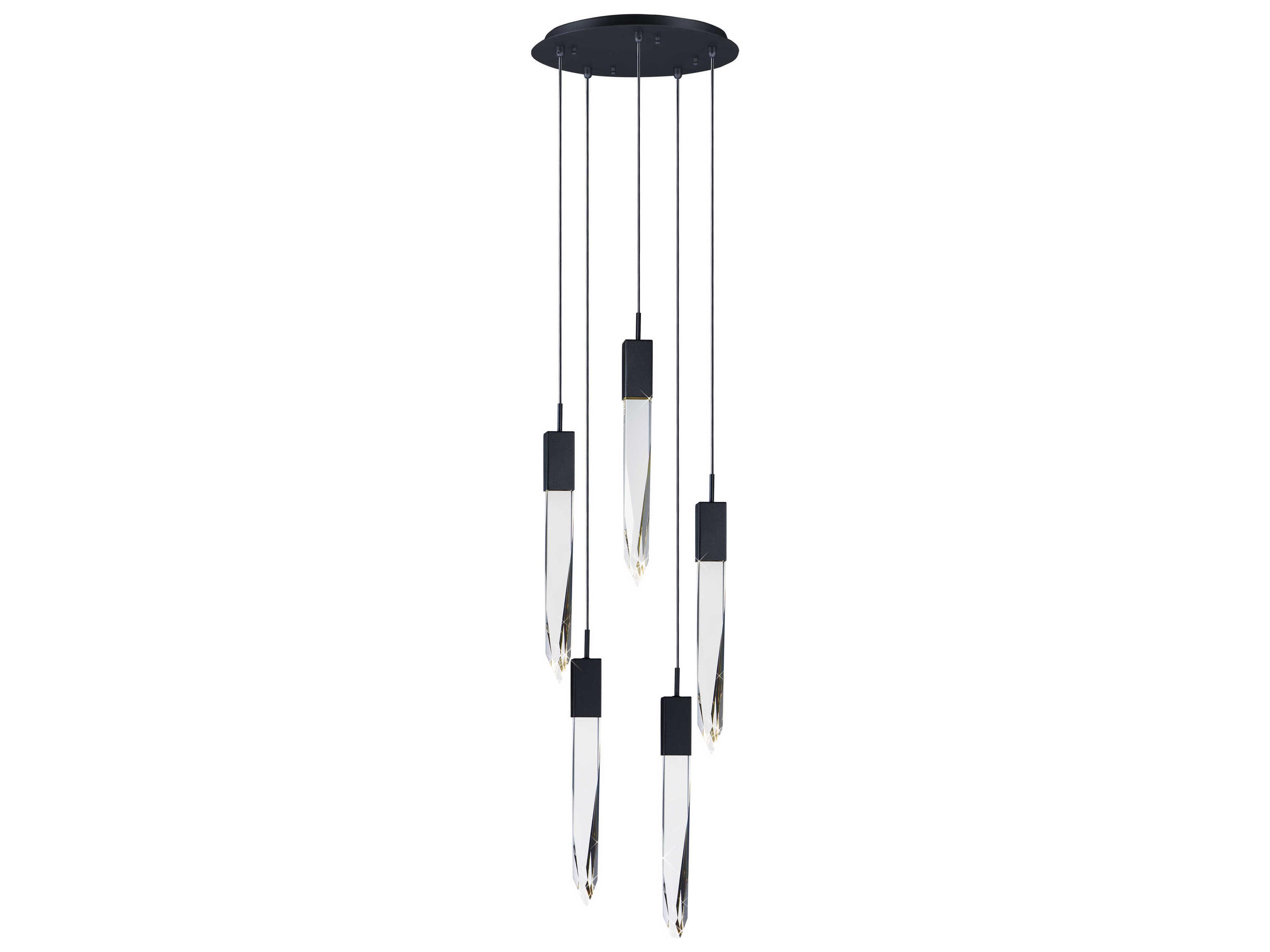 ET2 Quartz 5-Light Black Clear Crystal Glass Tiered Pendant