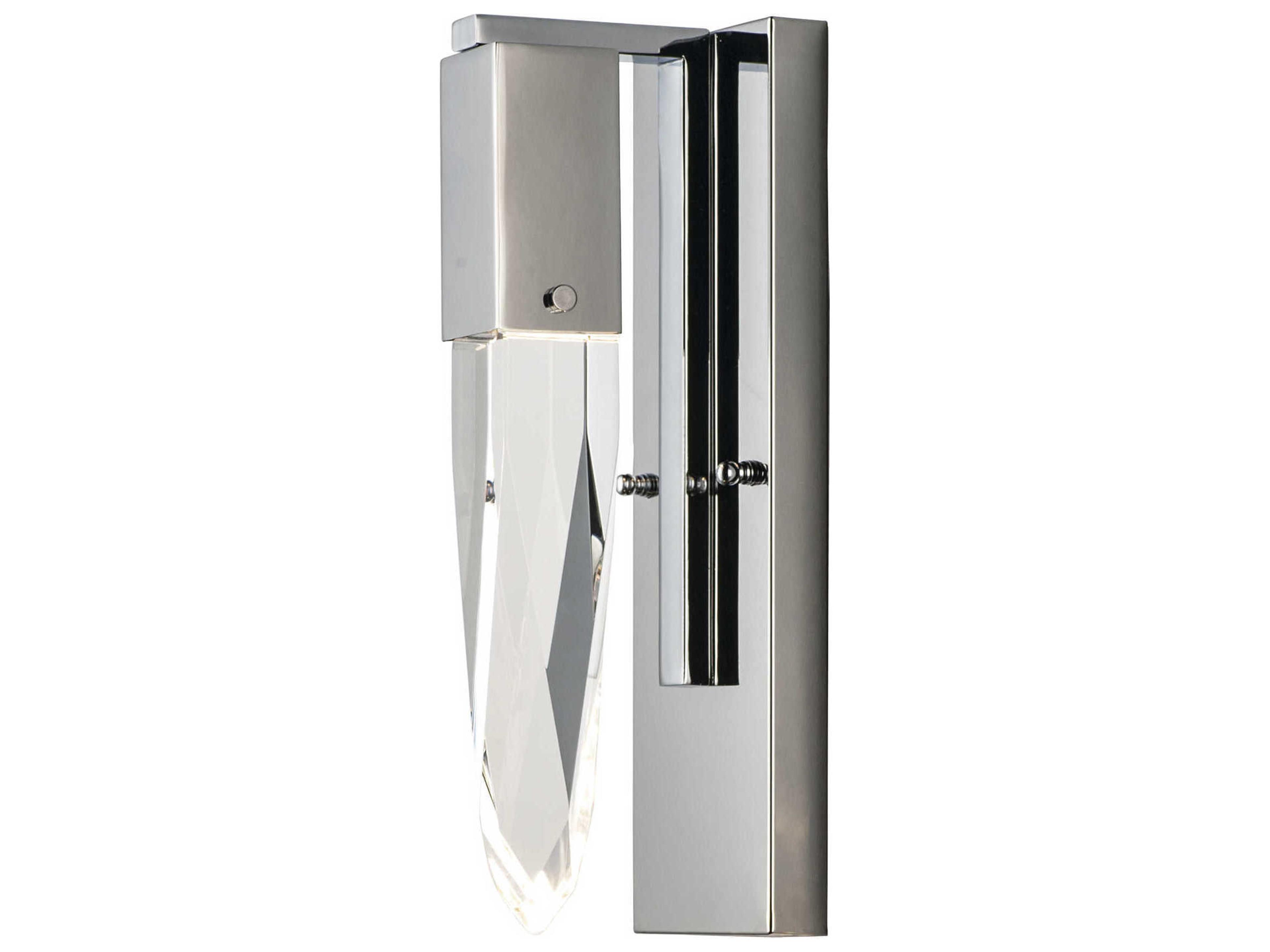 ET2 Quartz 1-Light Polished Chrome Clear Crystal Glass Wall Sconce