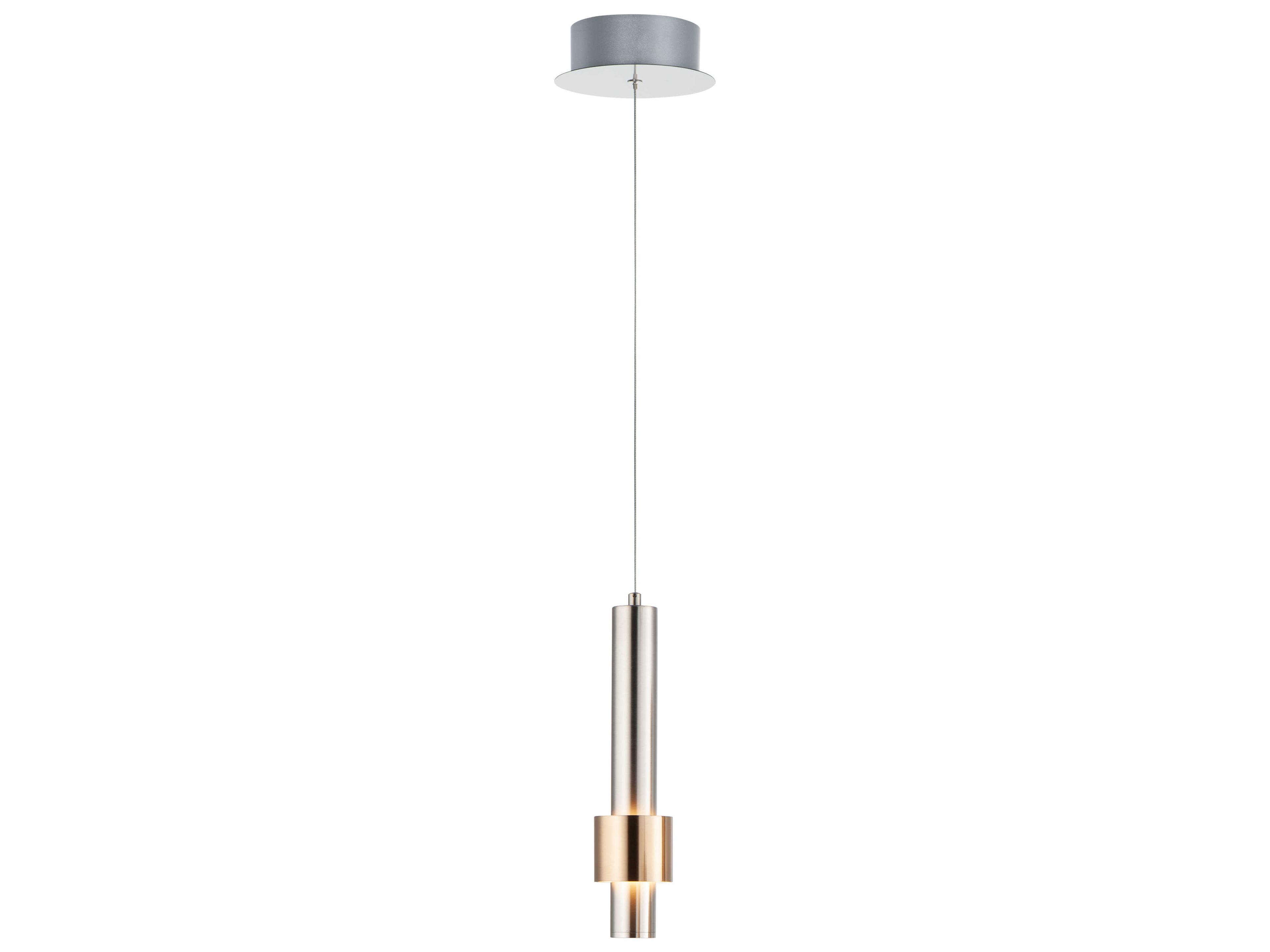 ET2 1-Light Satin Nickel Brass LED Cylinder Geometric Mini Pendant