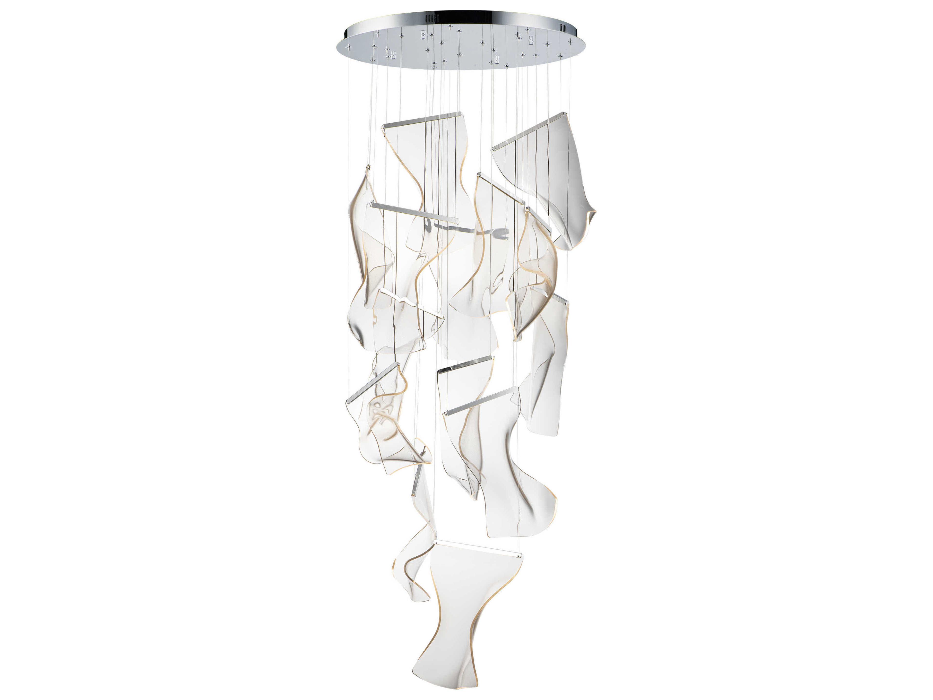 ET2 Rinkle 14-Light Polished Chrome Clear LED Tiered Pendant