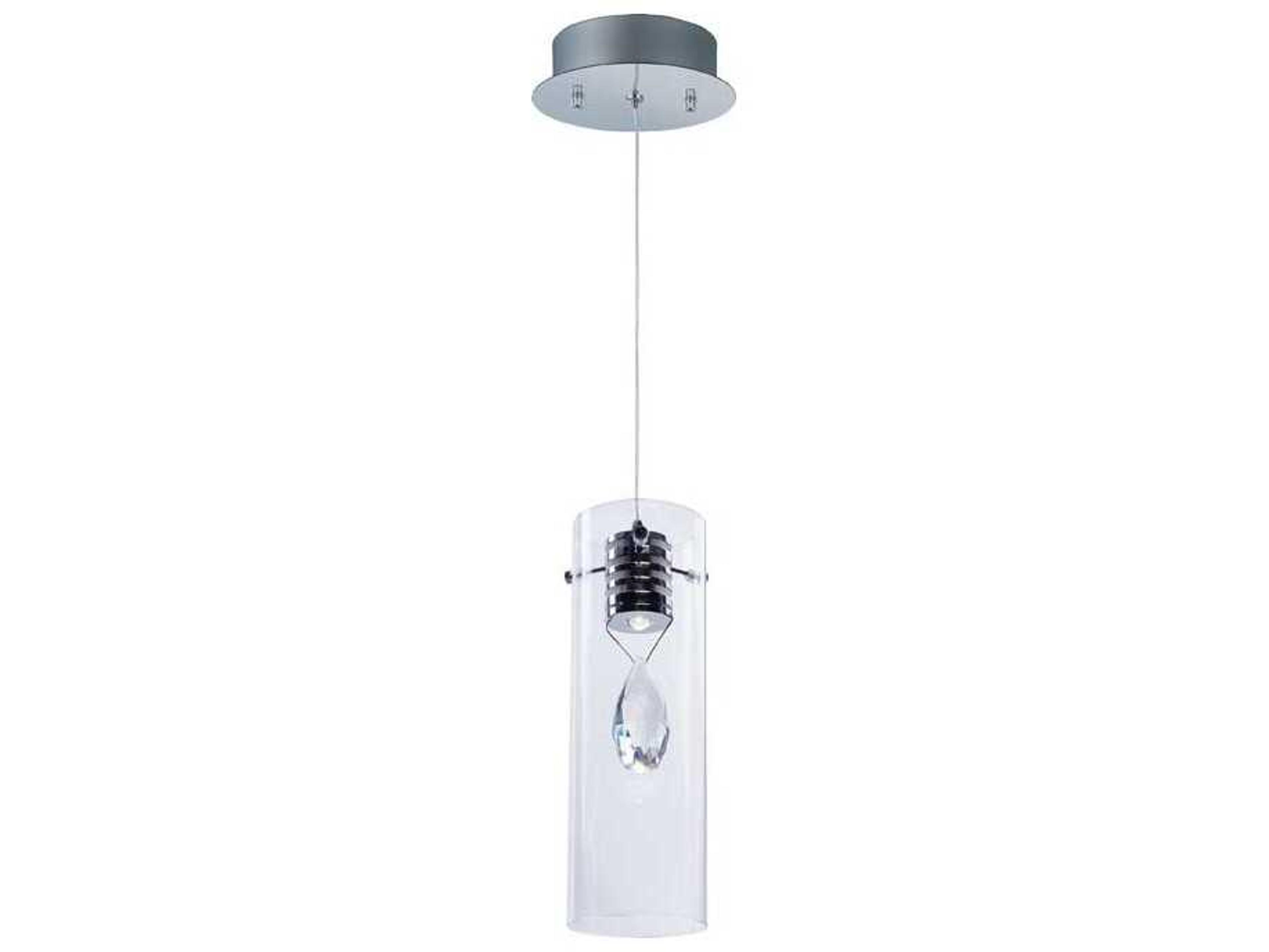 ET2 1-Light Polished Chrome Glass LED Cylinder Mini Pendant