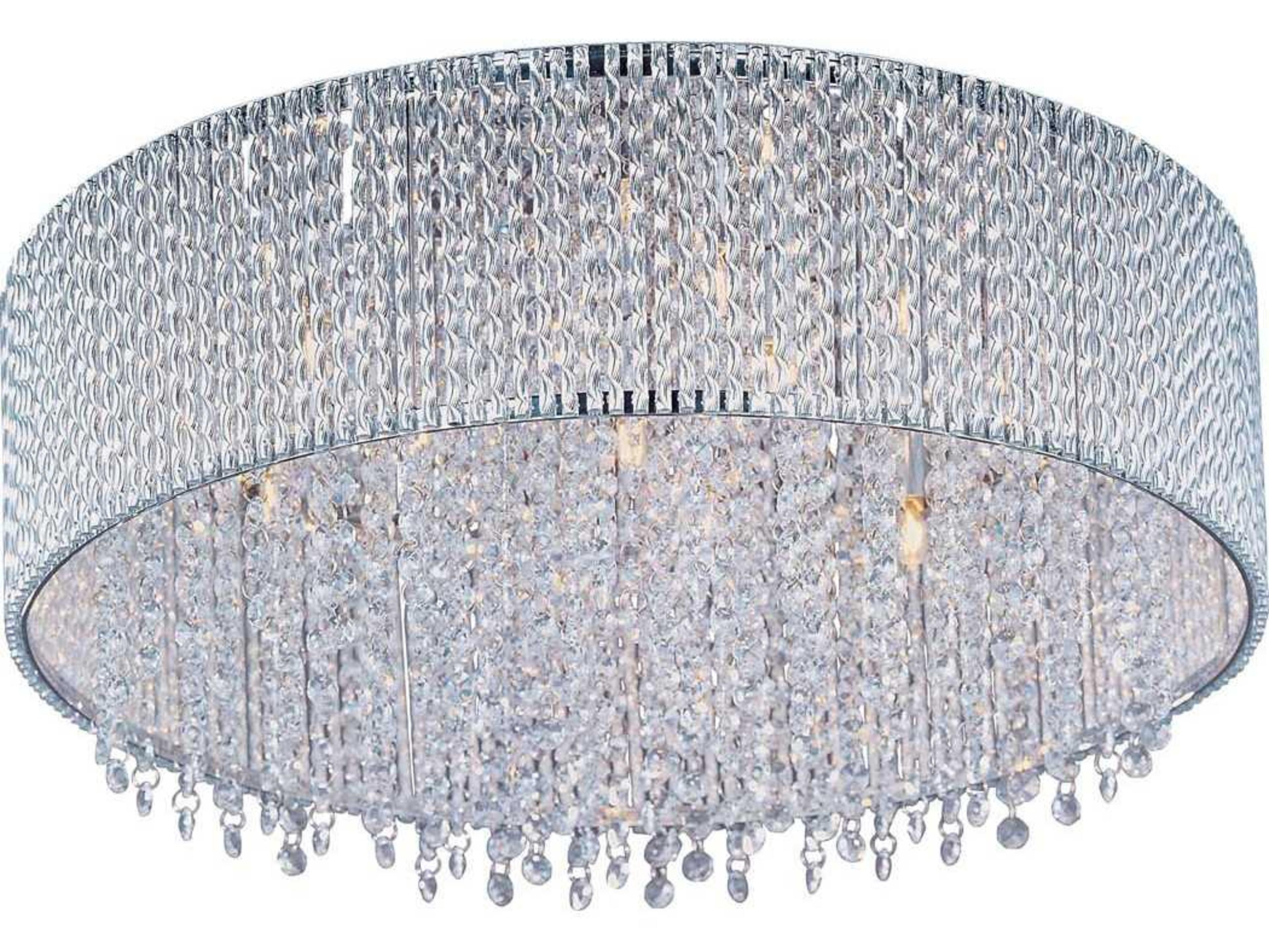 ET2 Spiral 7-Light Polished Chrome Crystal Drum Flush Mount