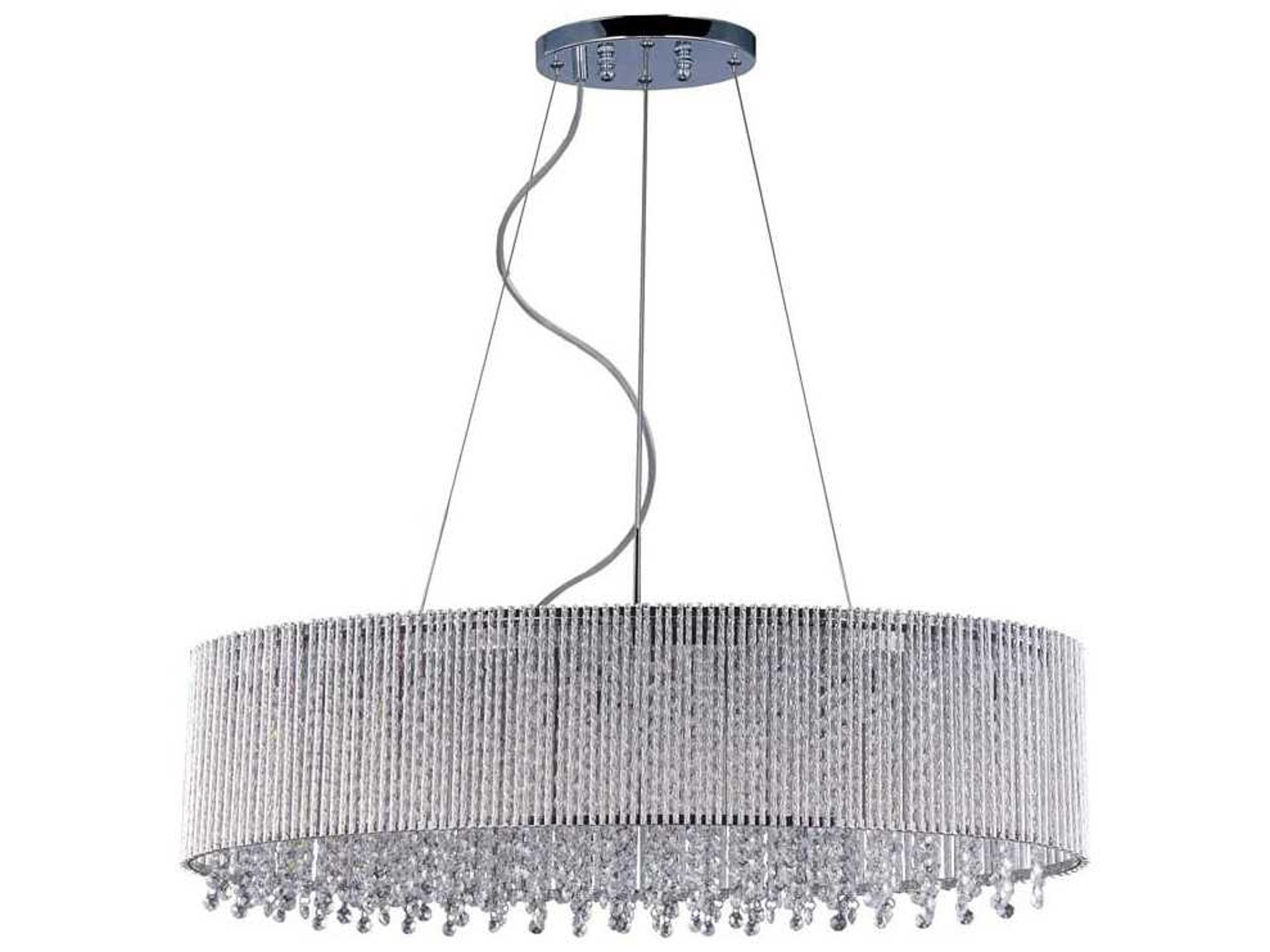 ET2 Spiral 6-Light Polished Chrome Crystal Linear Round Island Pendant