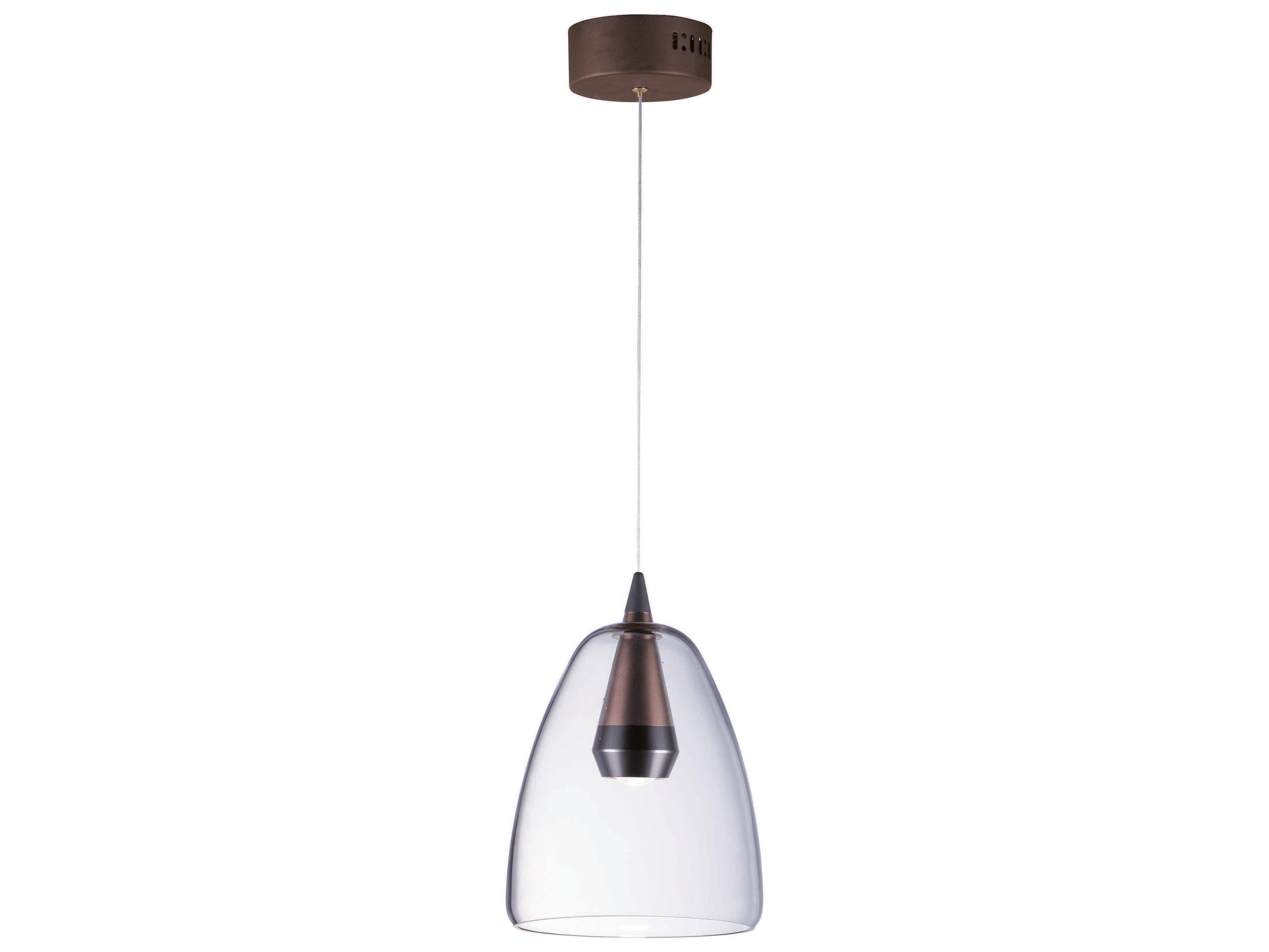ET2 1-Light Black Coffee Brown Glass LED Bell Mini Pendant