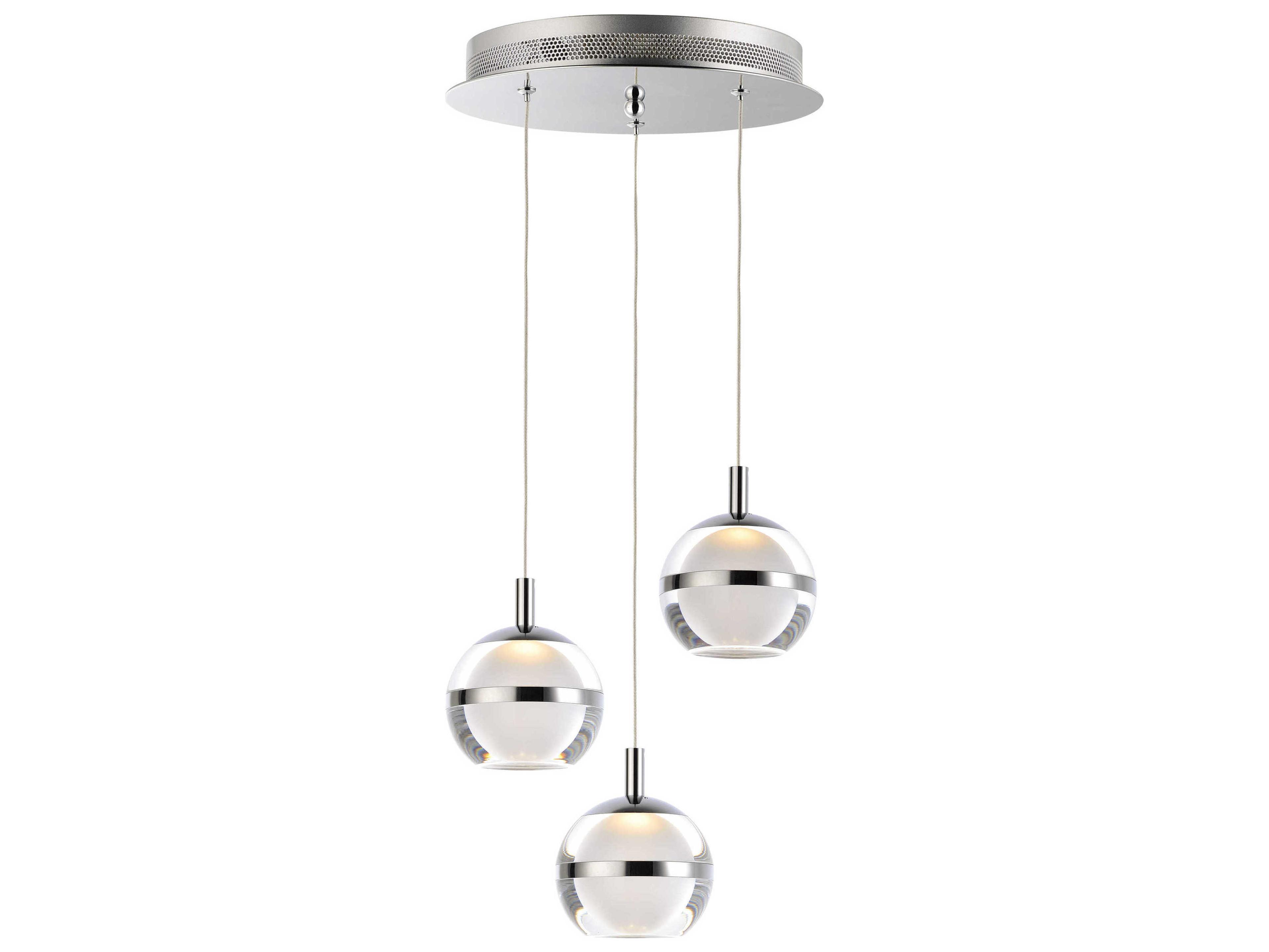 ET2 Swank 3-Light Polished Chrome LED Globe Tiered Mini Pendant
