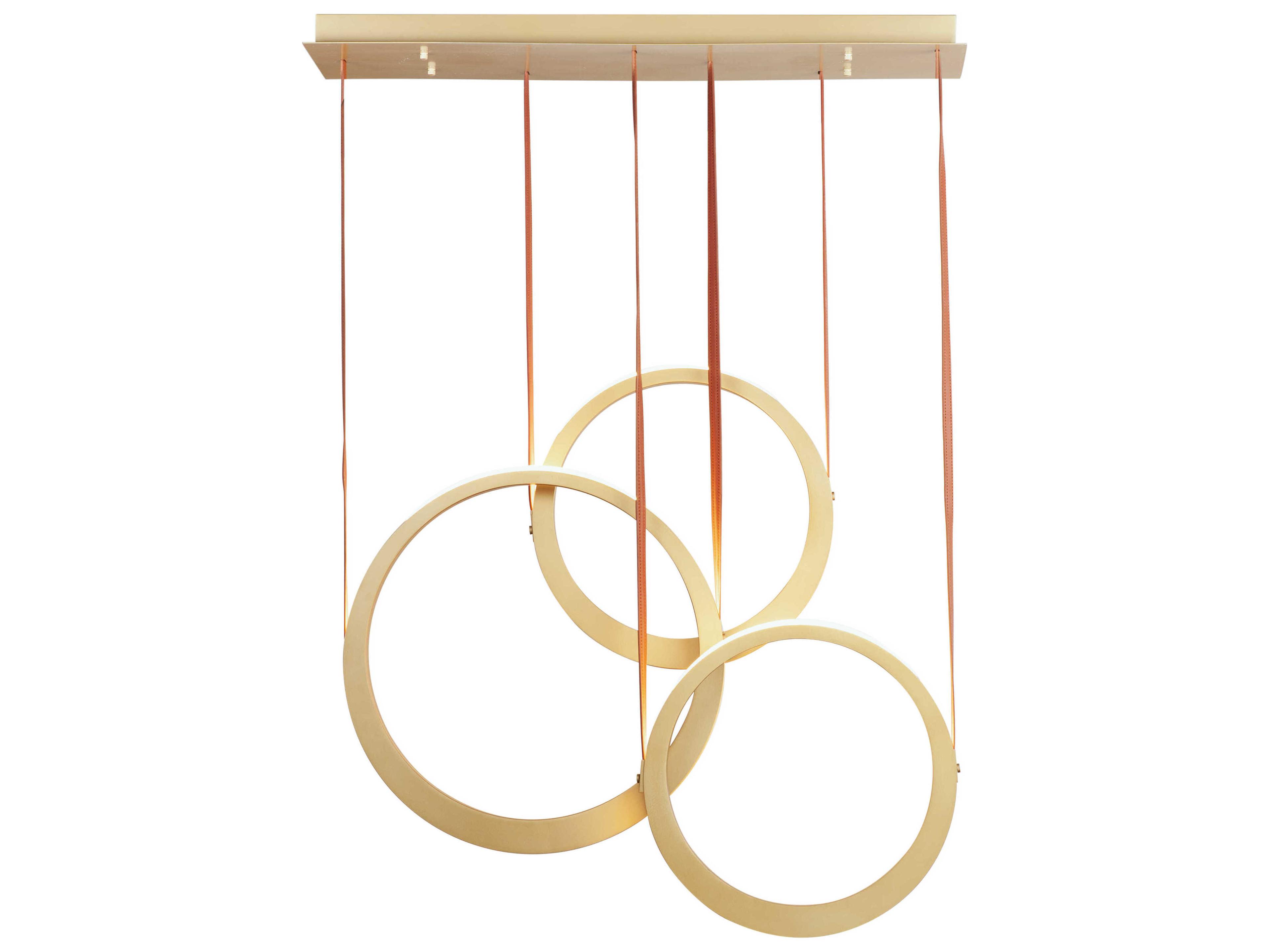 ET2 Tether 3-Light Natural Aged Brass LED Linear Round Island Pendant