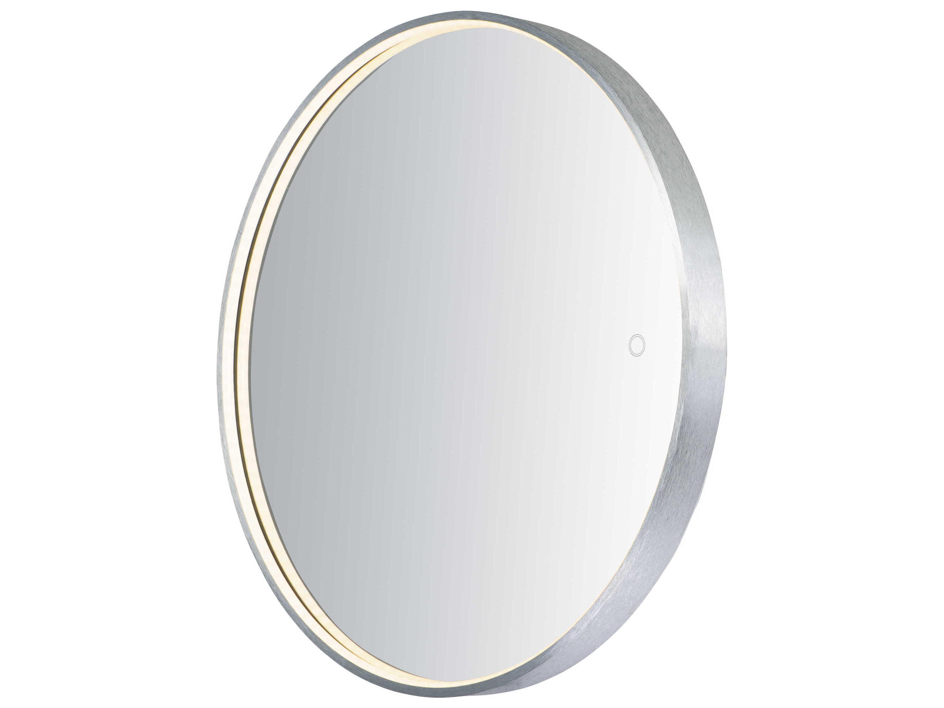 ET2 Brushed Aluminum LED Round Wall Mirror