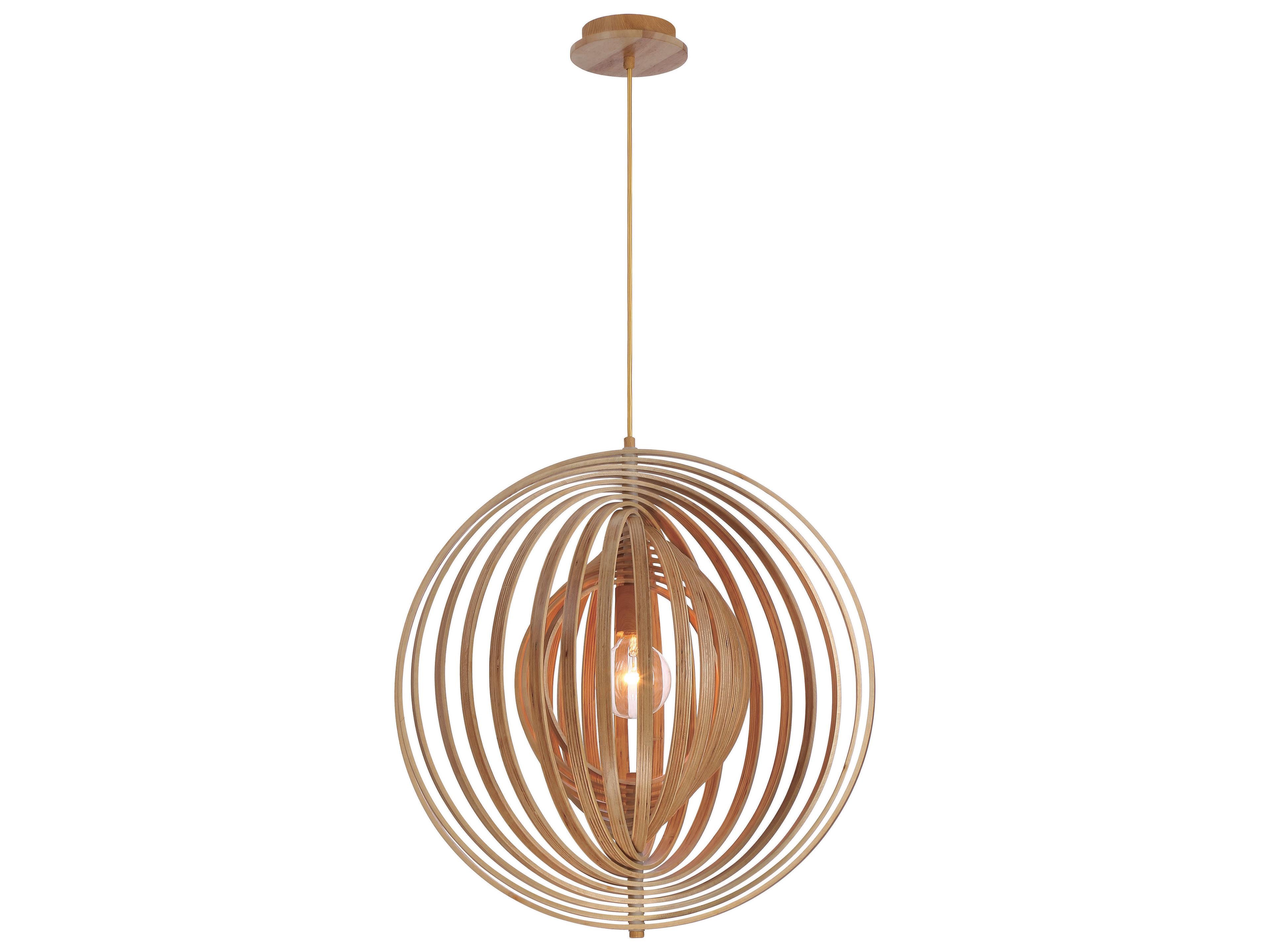 Eurofase Abruzzo 1-Light Wood Brown Globe Pendant