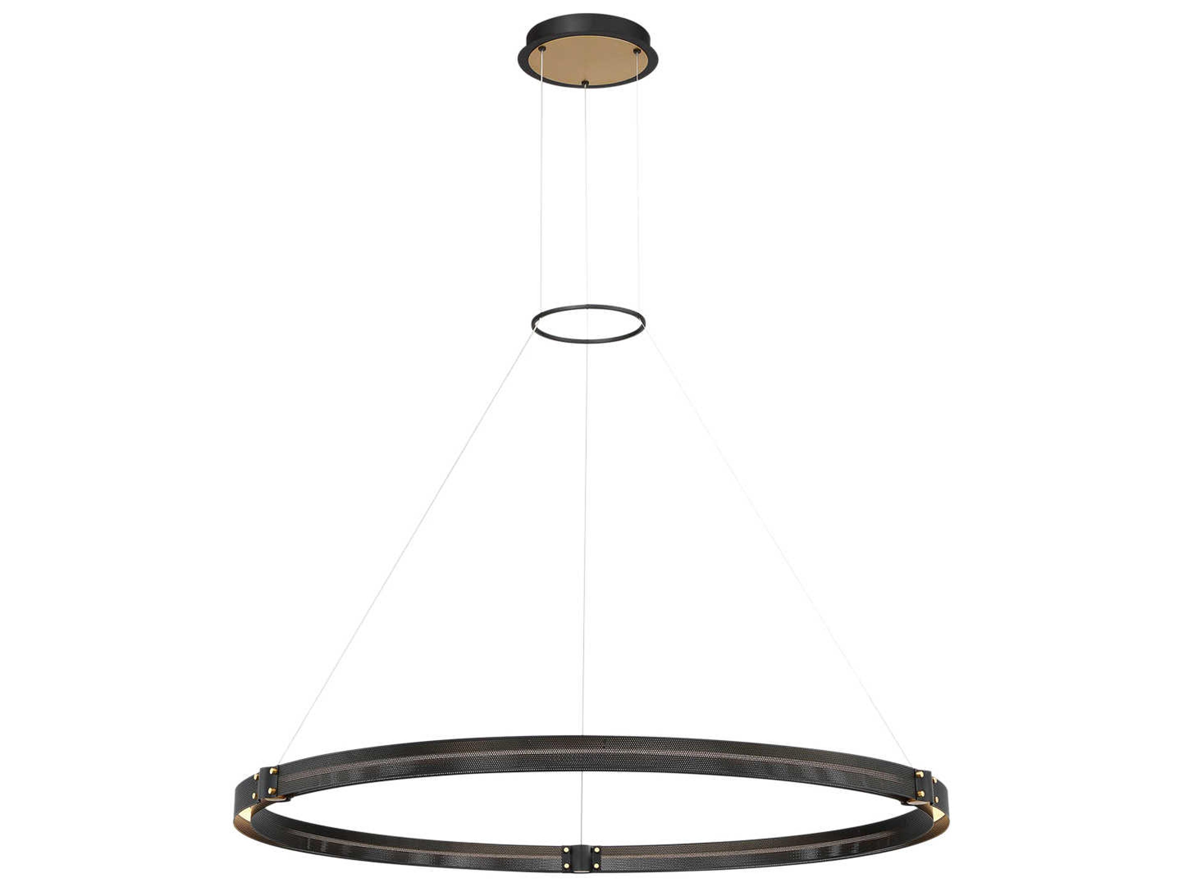 Eurofase Admiral 1-Light Matte Black Gold Painting Glass LED Round Pendant