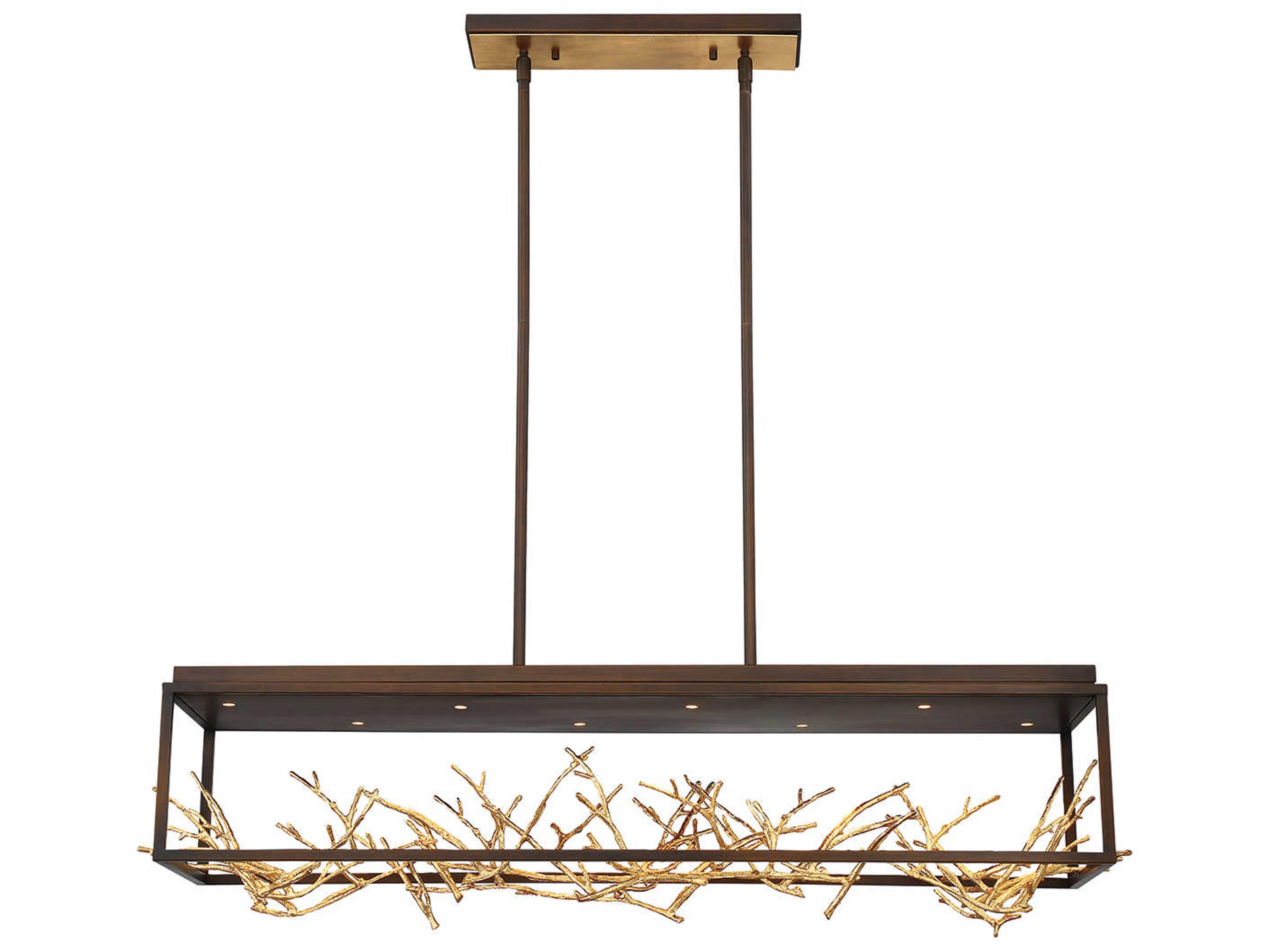 Eurofase Aerie 8-Light Bronze Gold LED Geometric Linear Island Pendant