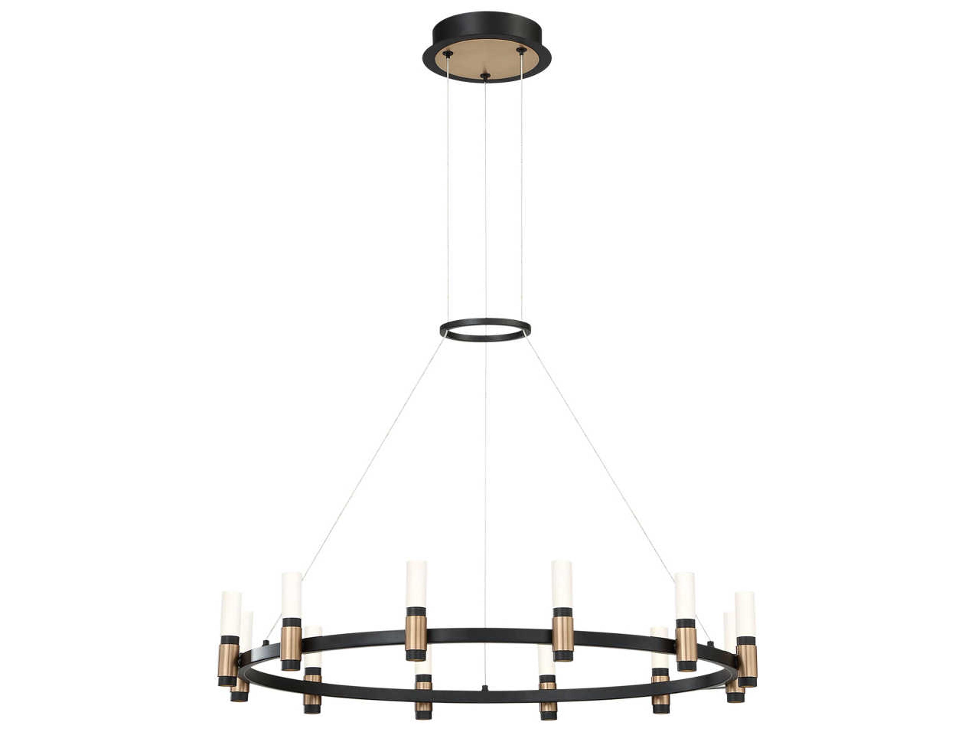 Albany 12-Light Deep Black Brass LED Round Chandelier