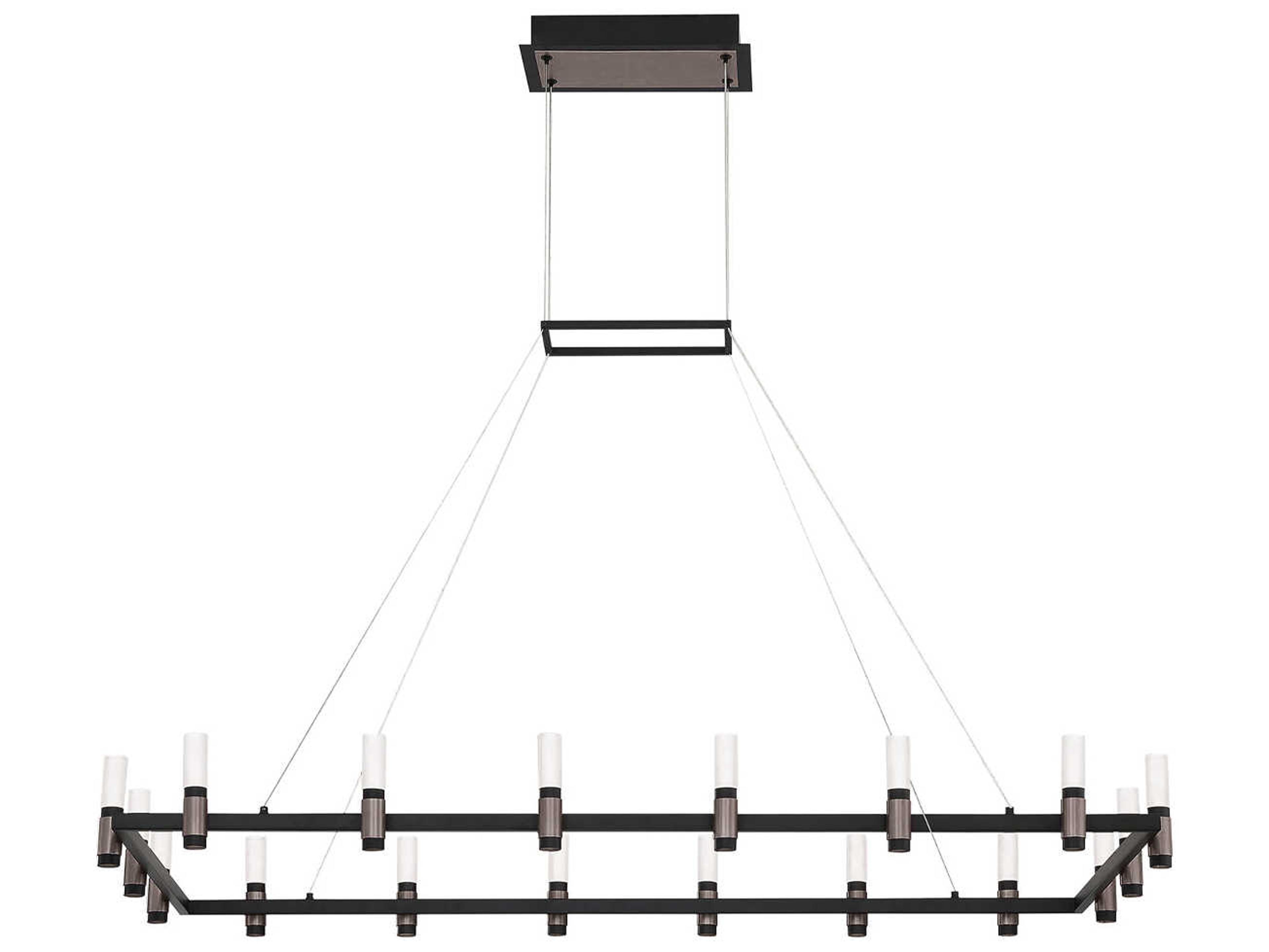 Eurofase Altamont 18-Light8-Light Satin Nickel Black LED Geometric Linear Island Pendant