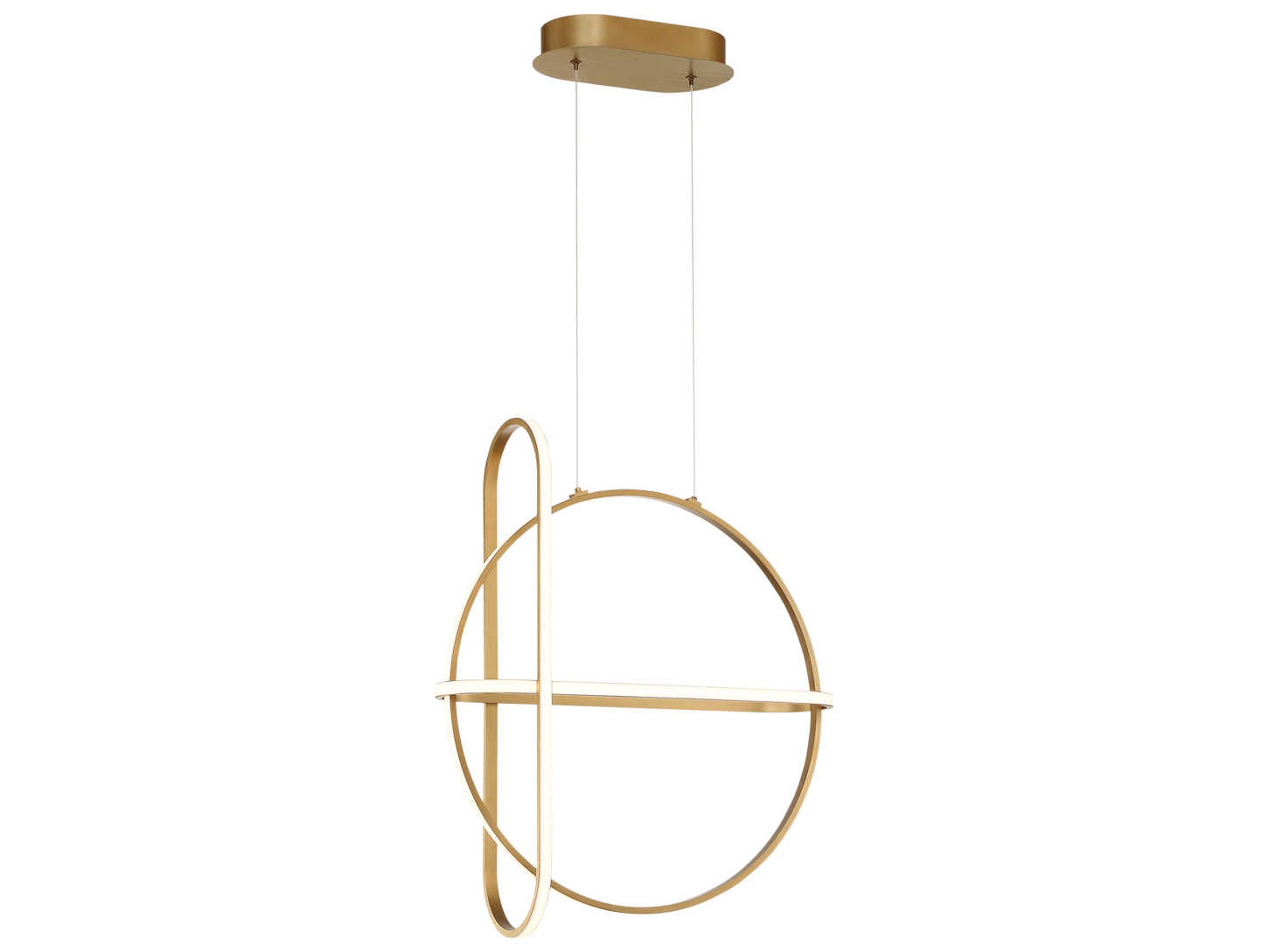Eurofase Berkley Satin Gold Glass LED Geometric Round Pendant
