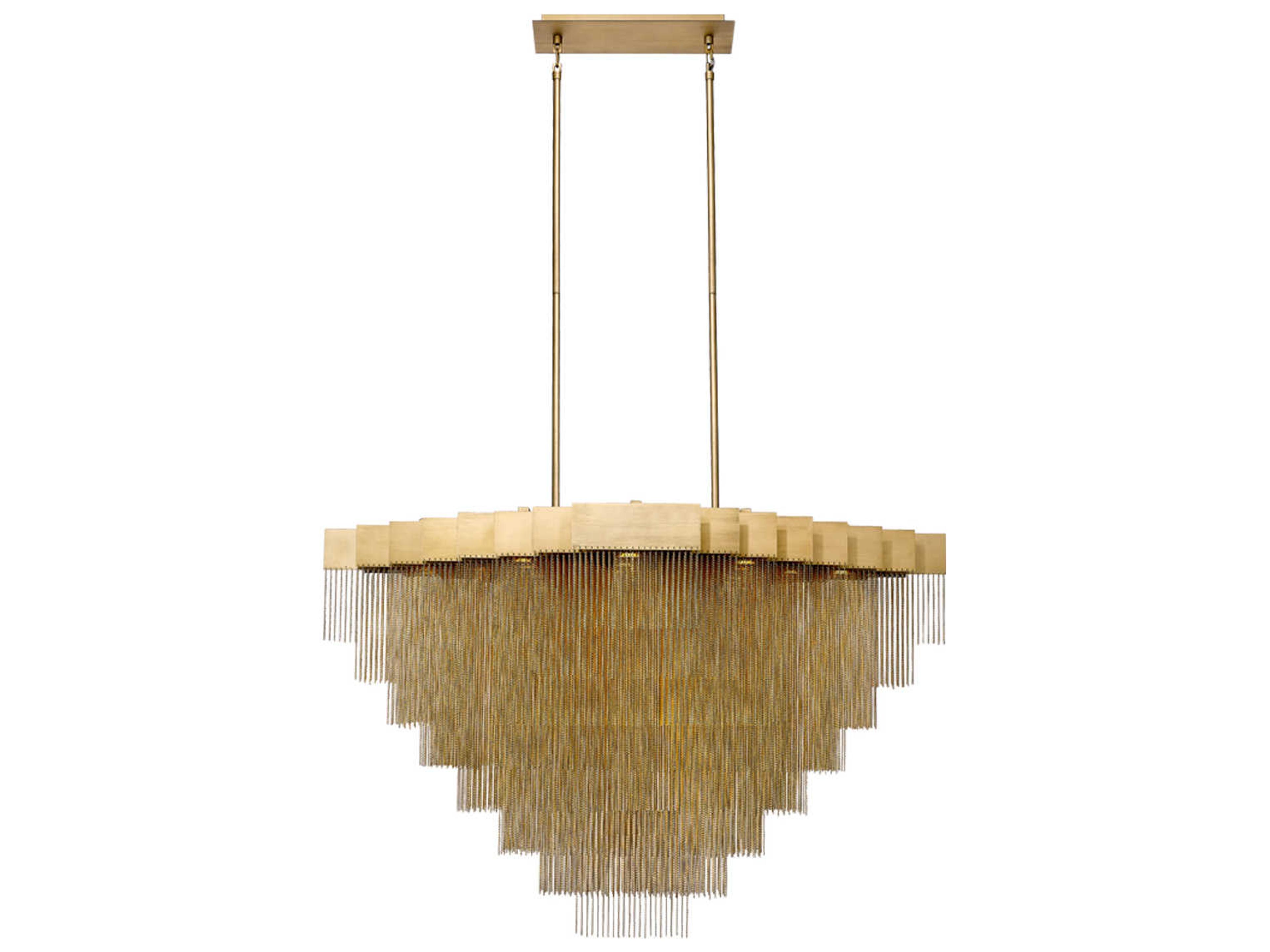 Eurofase Bloomfield 22-Light Antique Brush Gold Glass LED Geometric Island Pendant