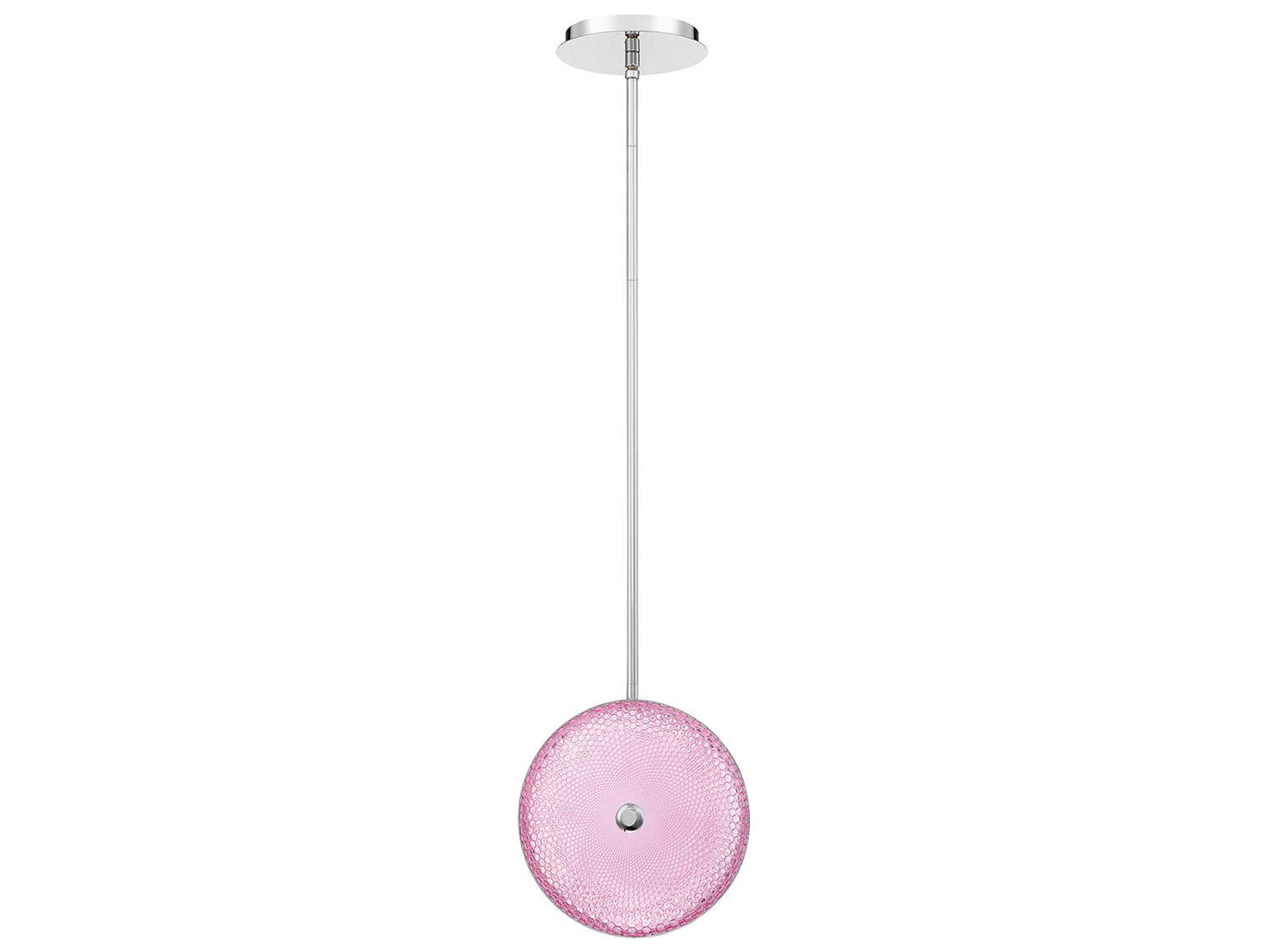 Eurofase Caledonia Chrome Pink Glass LED Round Mini Pendant