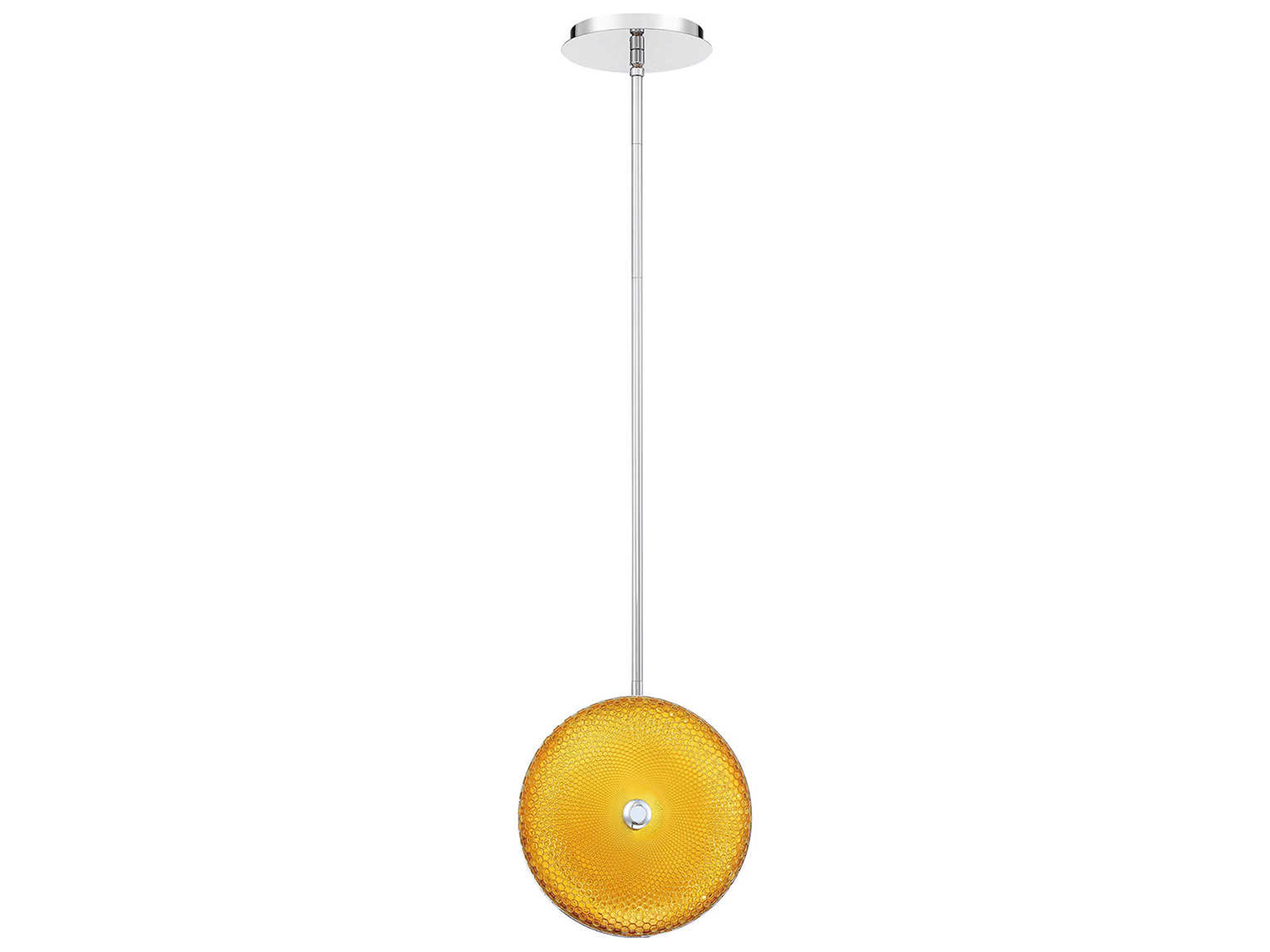 Eurofase Caledonia Chrome Yellow Glass LED Round Mini Pendant