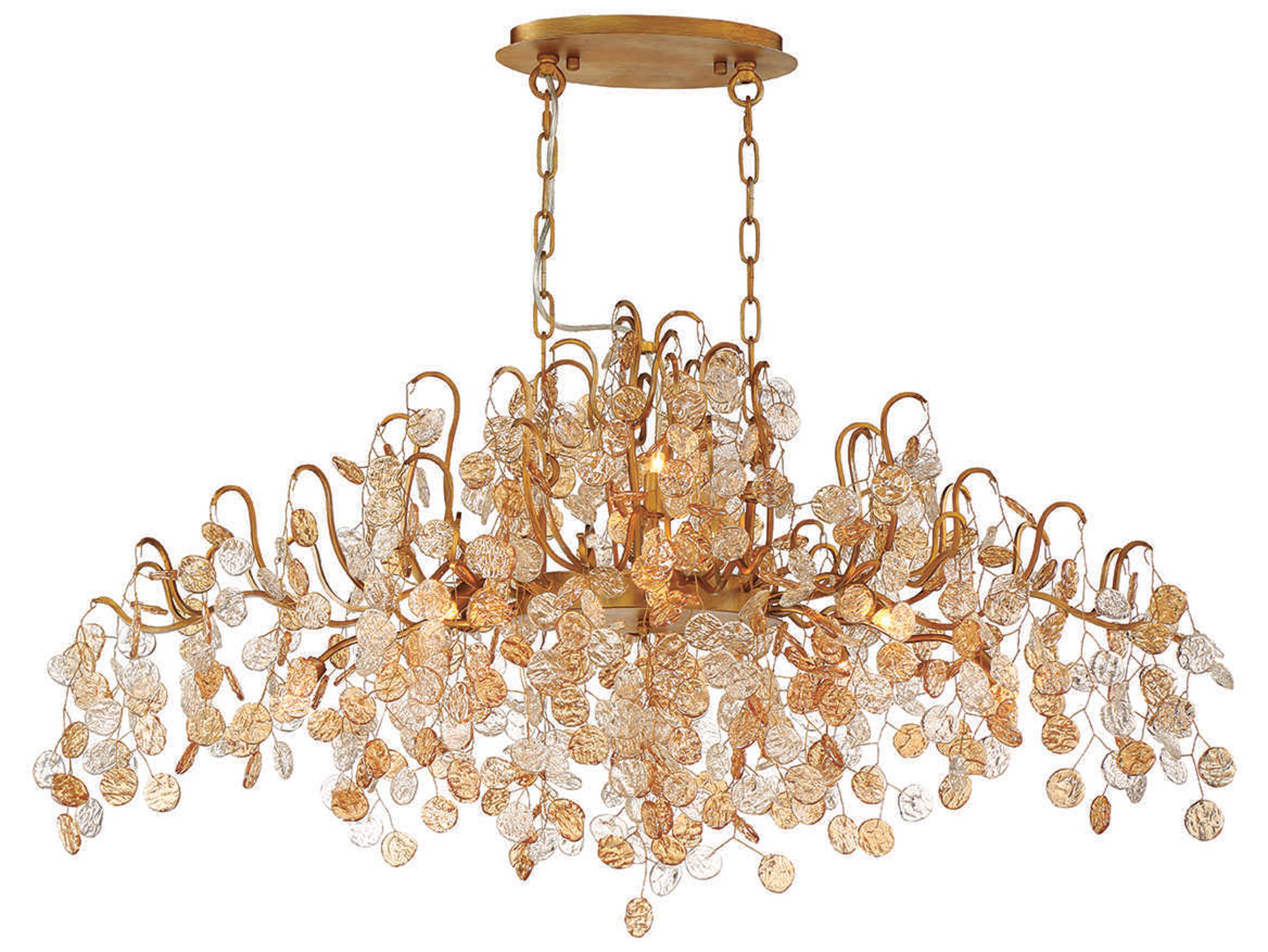 Eurofase Campobasso 10-Light Antique Gold Glass Island Pendant