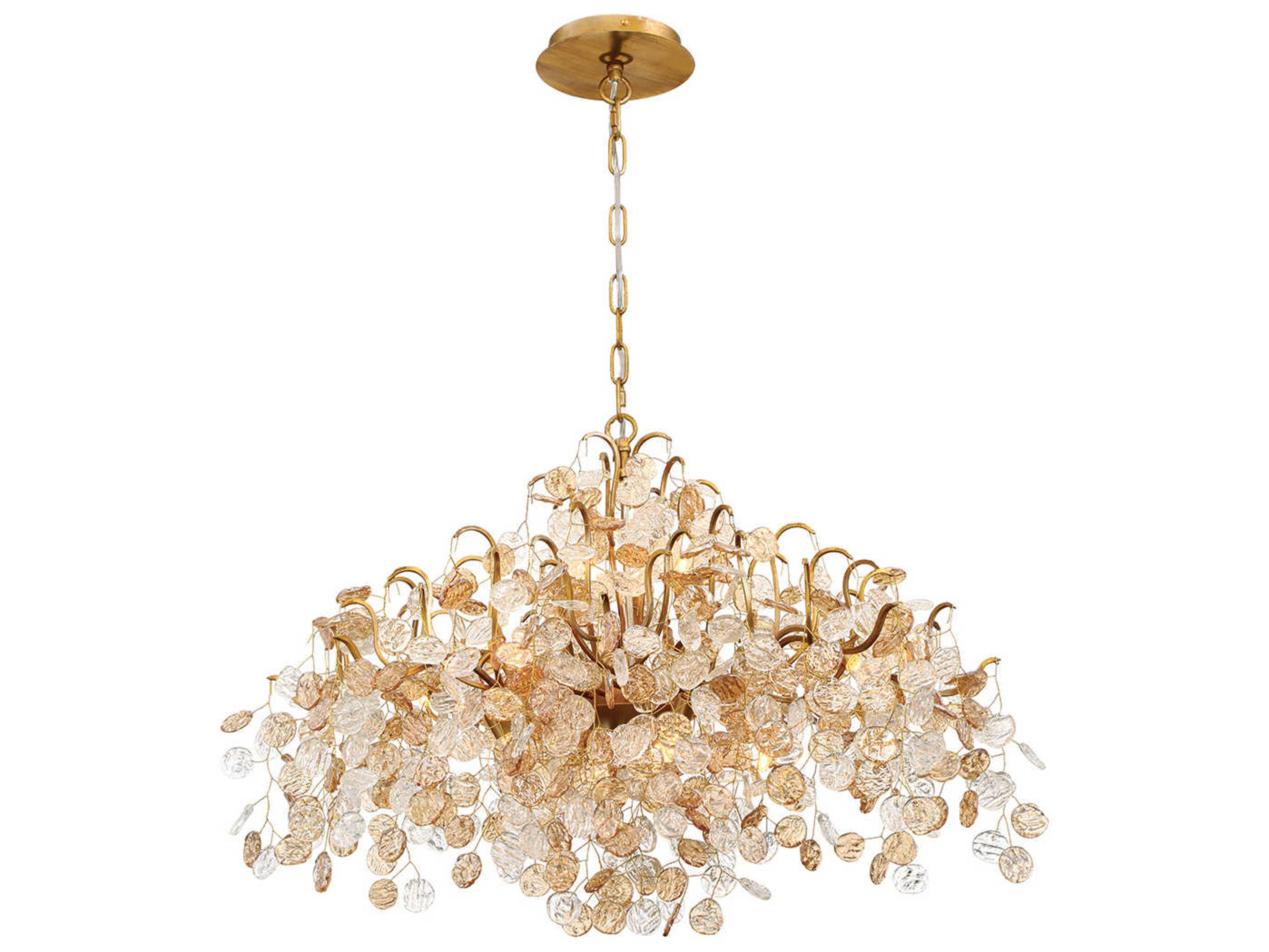 Eurofase Campobasso 8-Light Antique Gold Gray Glass Pendant