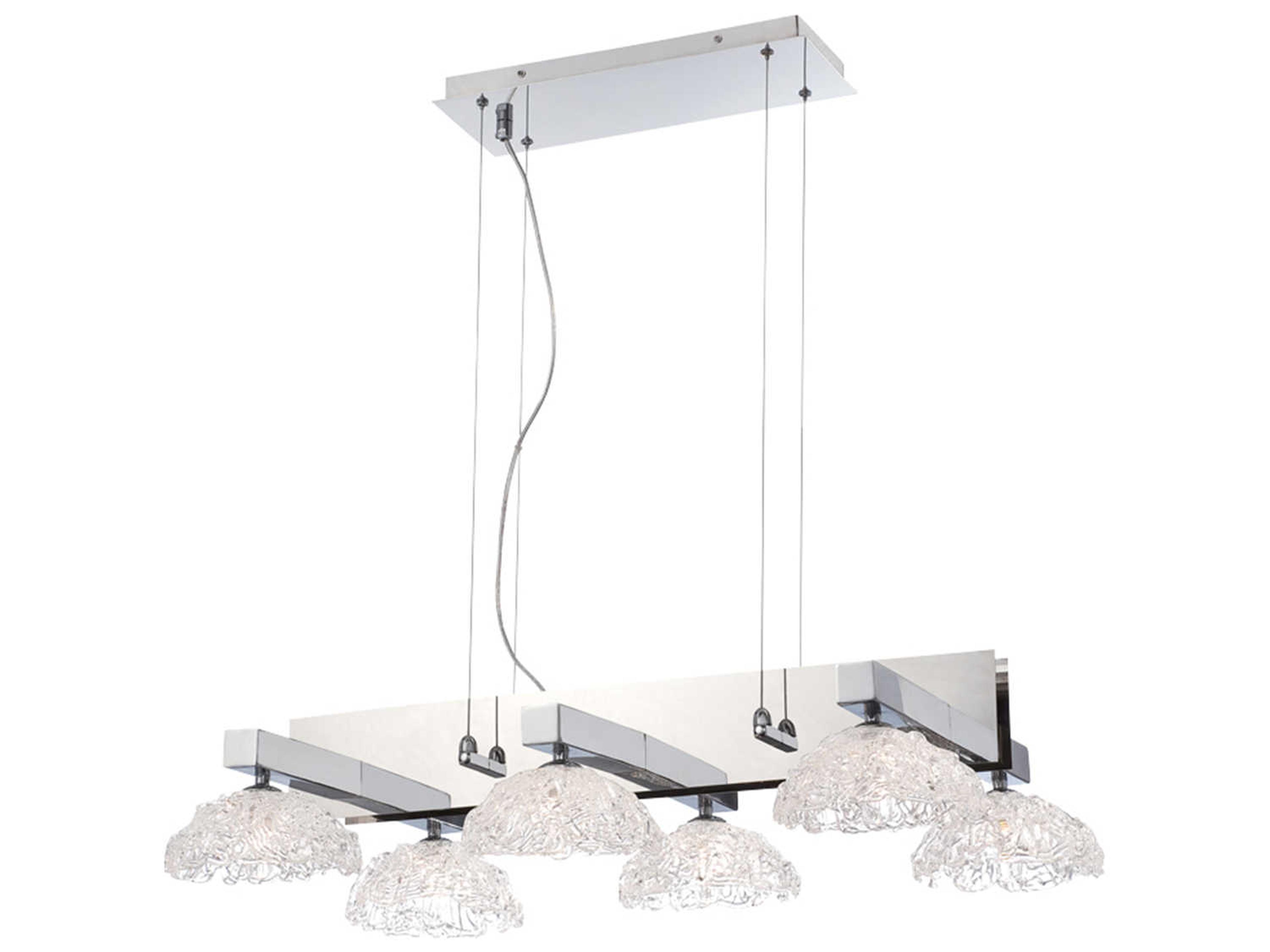 Eurofase Caramico 6-Light Chrome Glass Dome Linear Island Pendant
