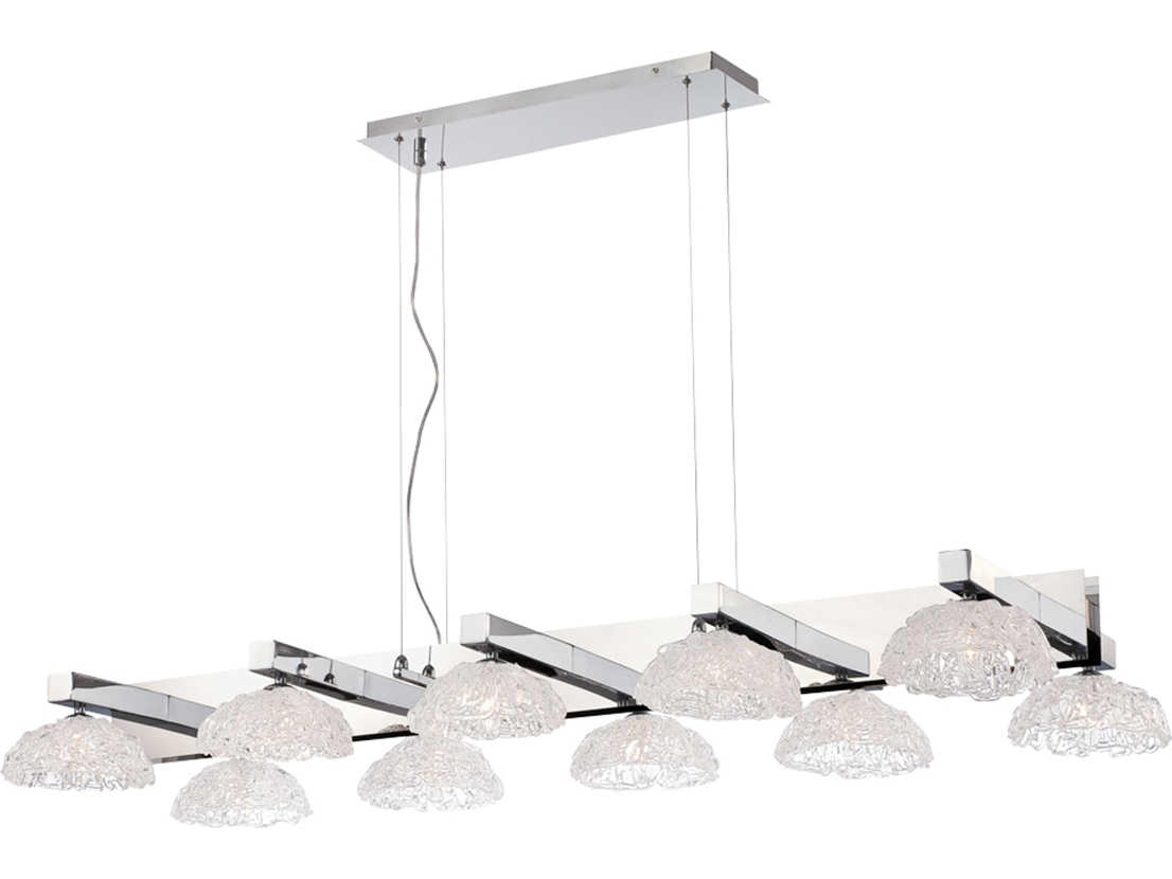 Eurofase Caramico 10-Light Chrome Glass Dome Linear Island Pendant