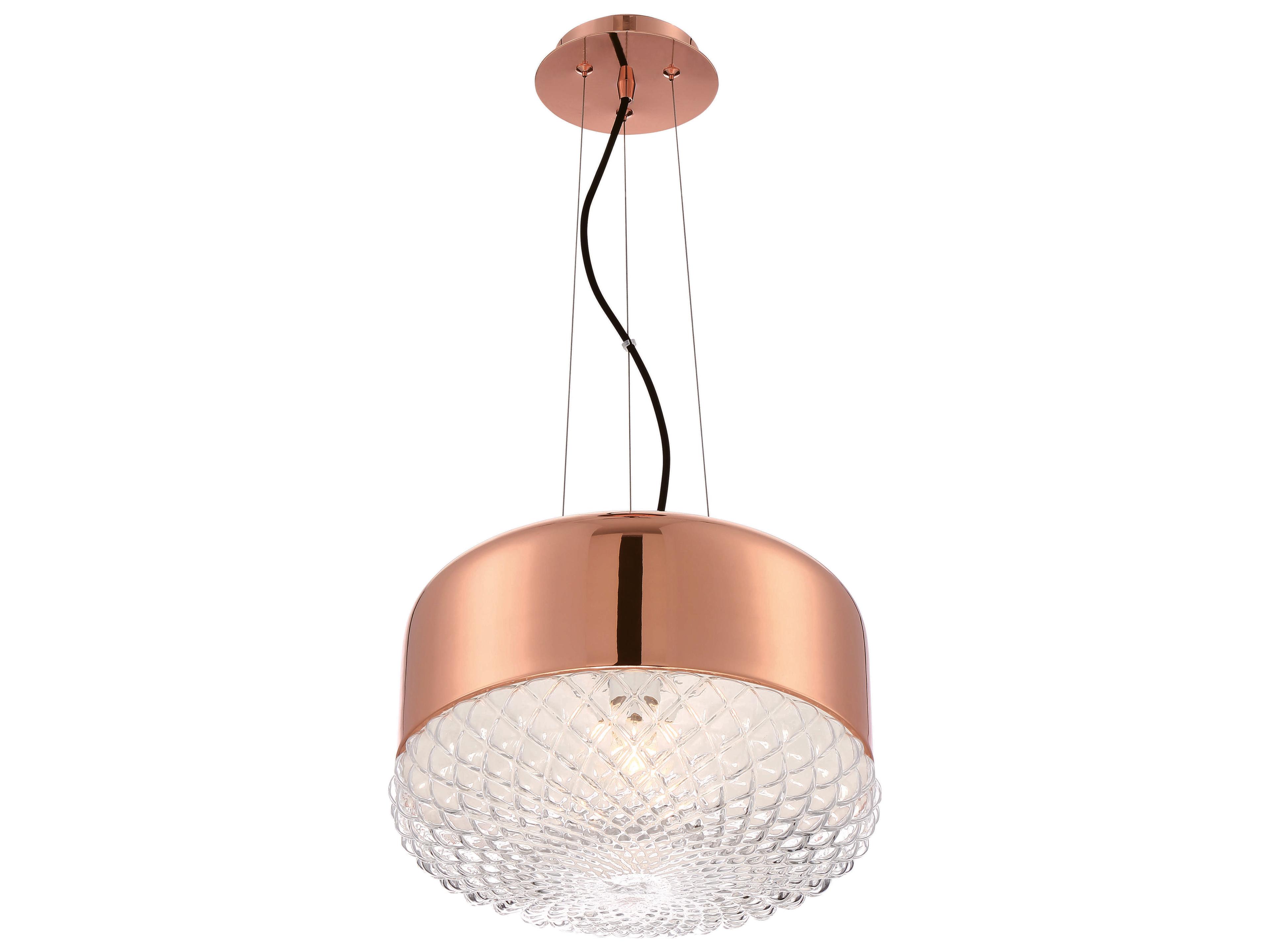 Eurofase Corson 1-Light Rose Gold Pink Glass Pendant