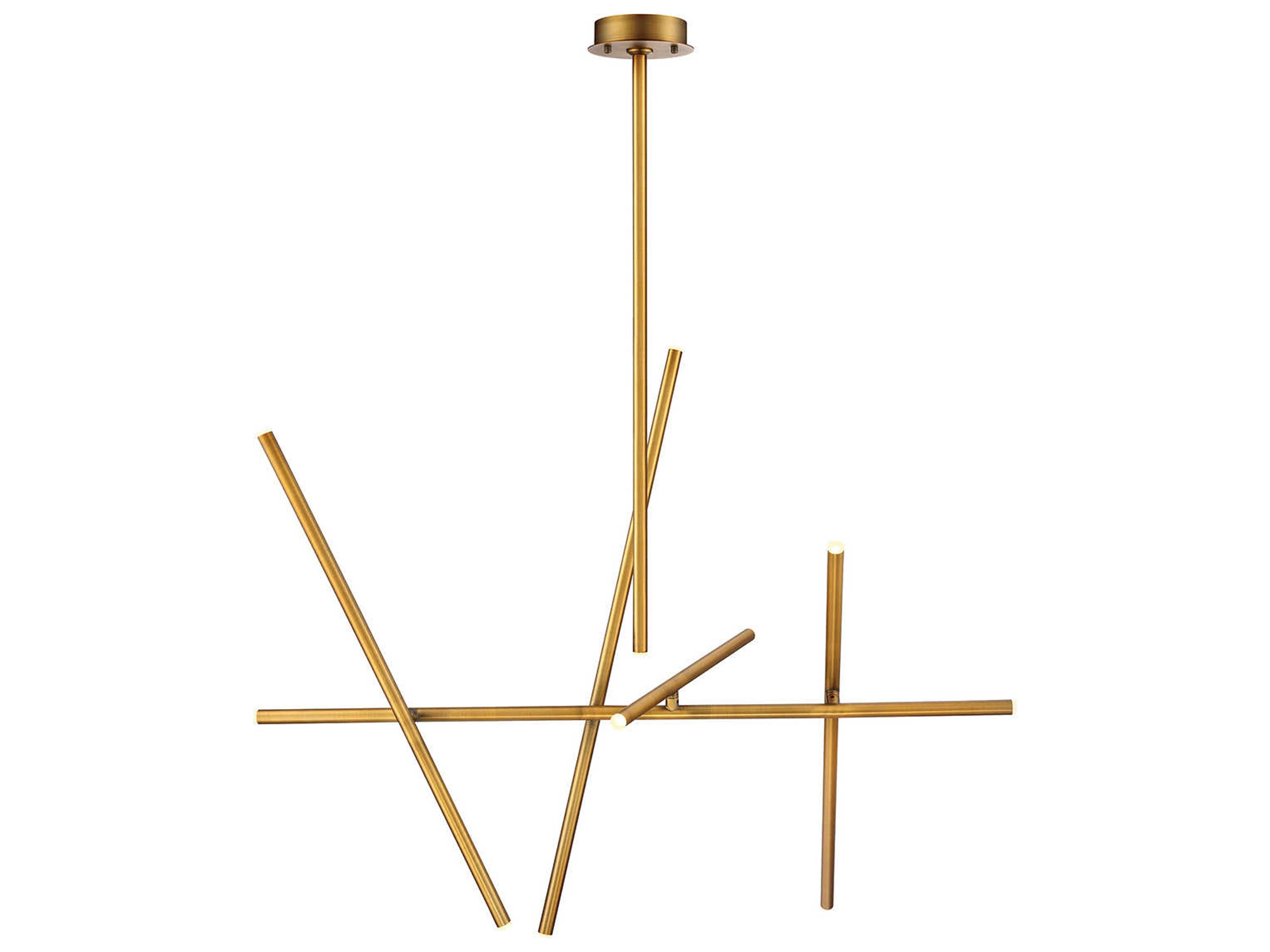 Eurofase Crossroads 10-Light Antique Brass LED Geometric Linear Island Pendant