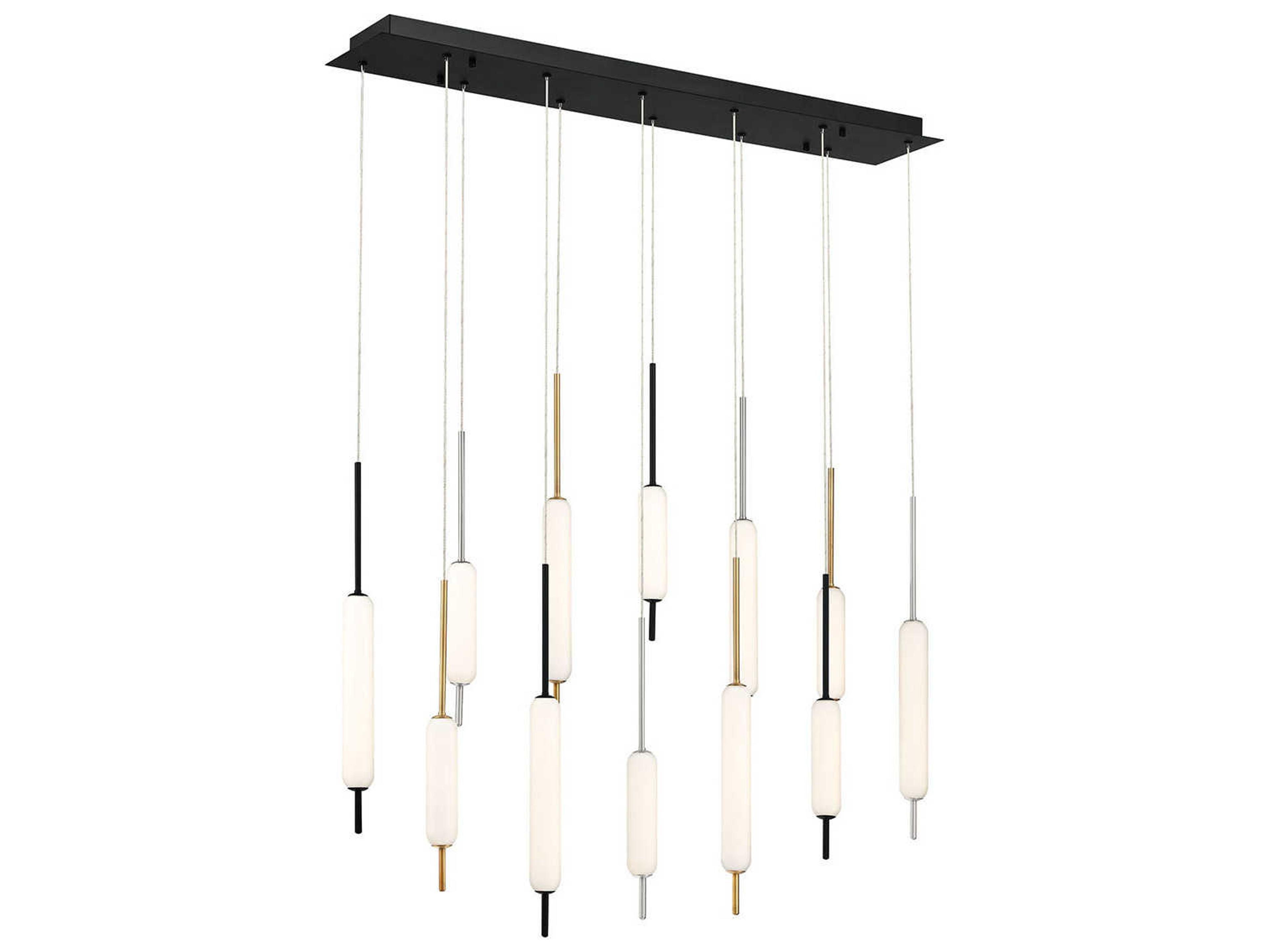 Eurofase Cumberland 12-Light Antique Brass Black Glass LED Linear Island Pendant