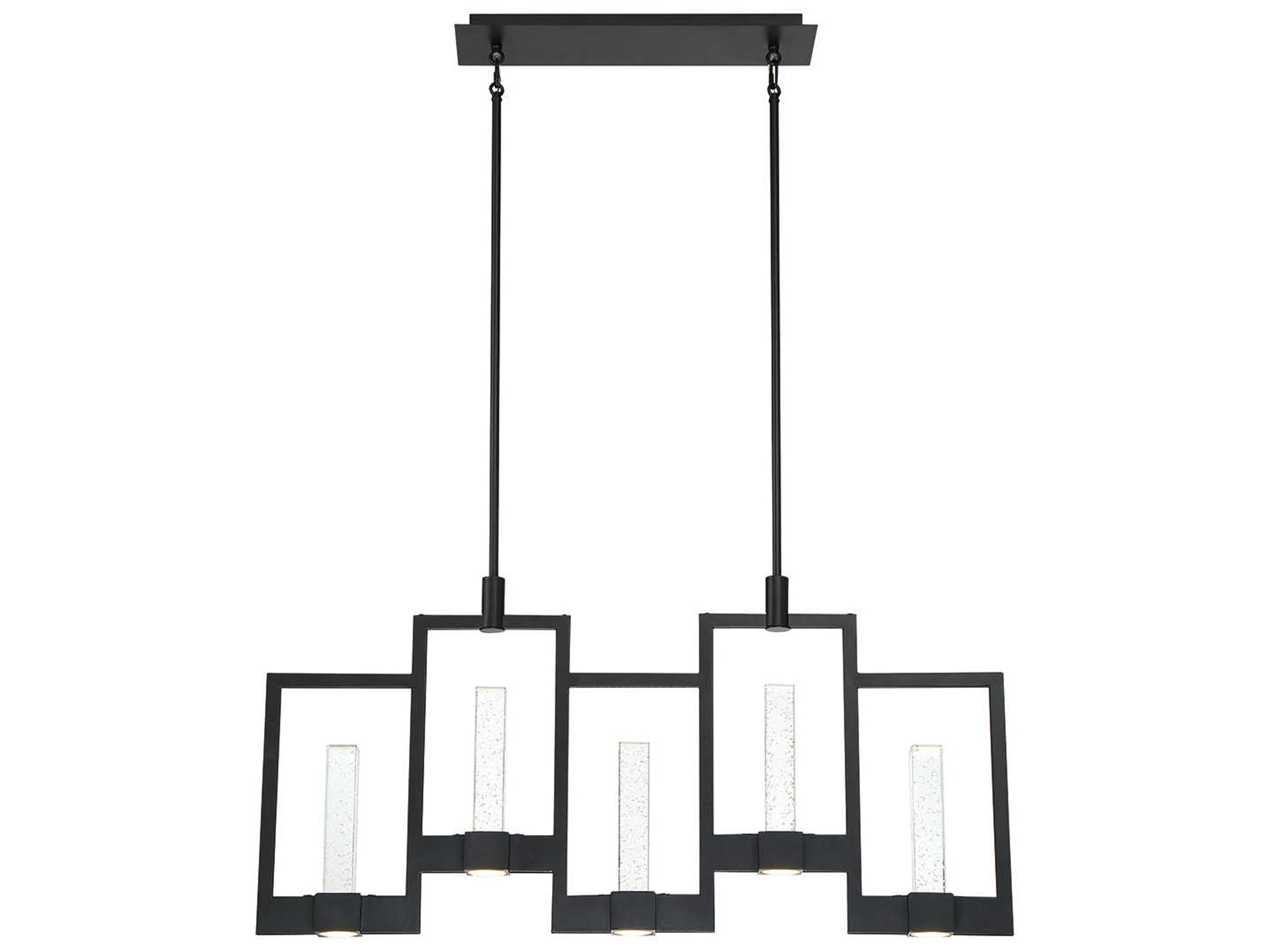 Eurofase Hanson 10-Light Black Glass LED Cylinder Geometric Island Pendant