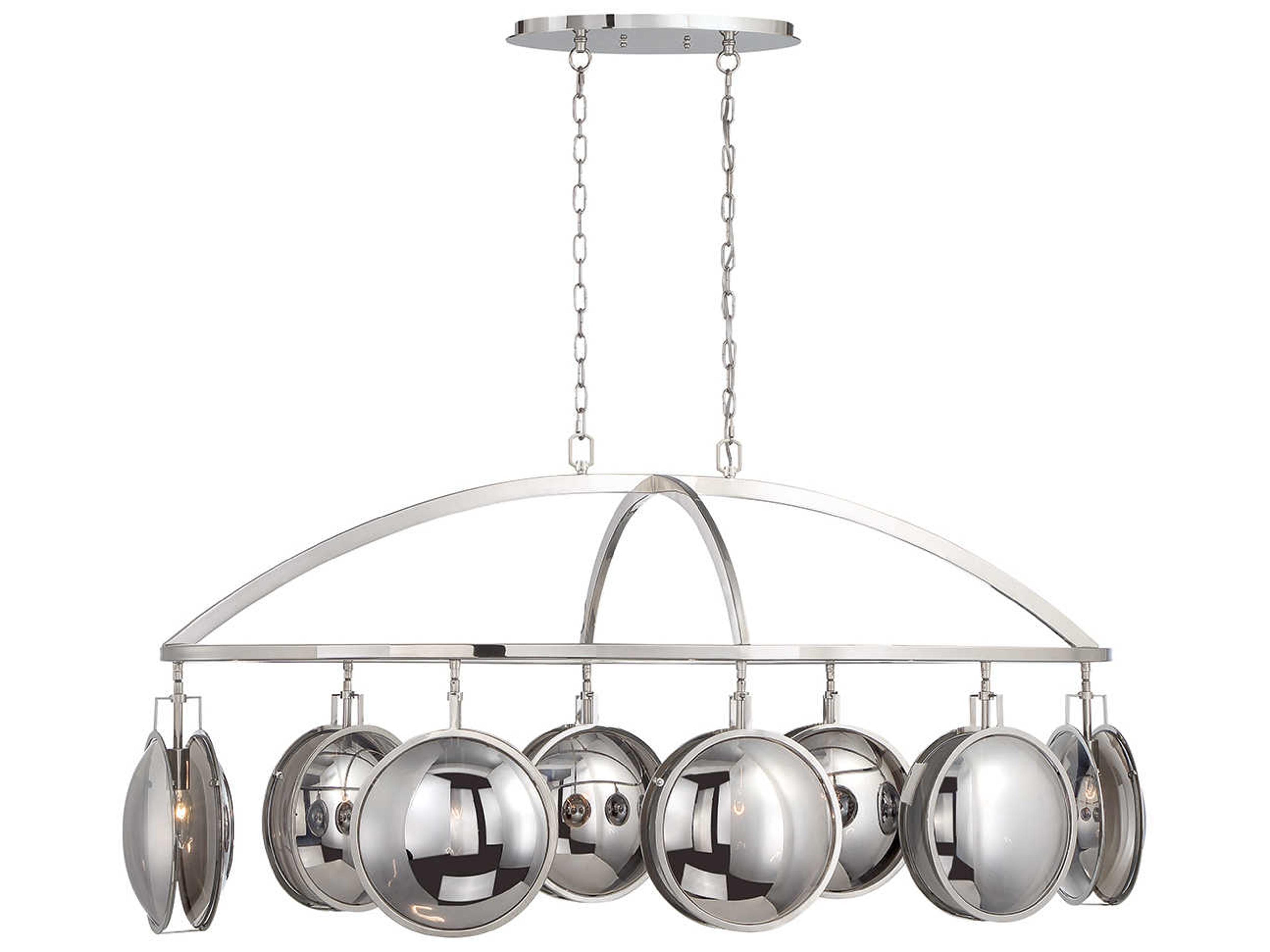 Eurofase Havendale 8-Light Polished Nickel Glass Linear Round Island Pendant