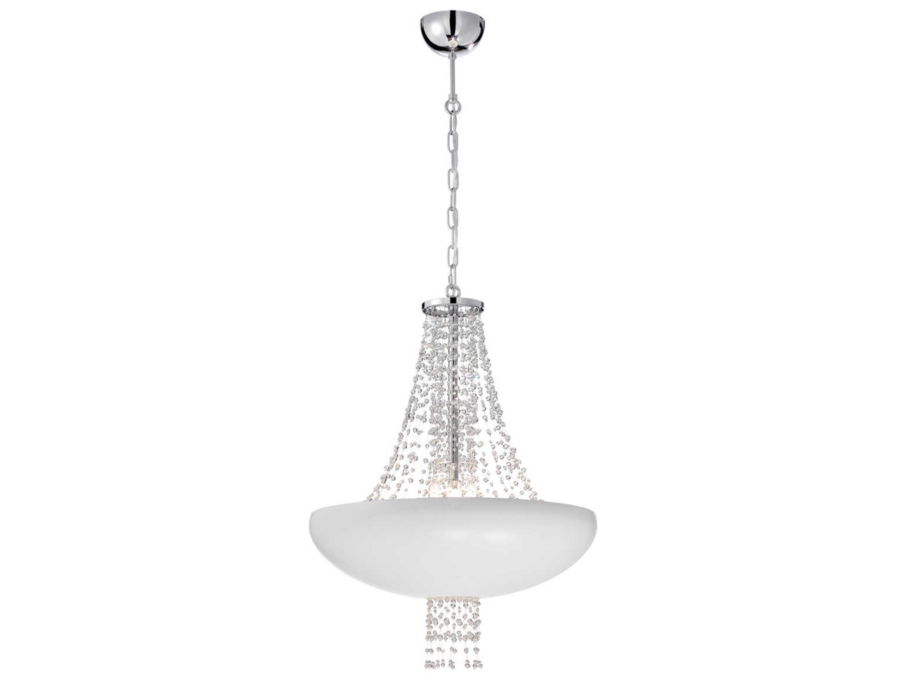 Eurofase Lopez 8-Light Matte White Crystal Bowl Pendant