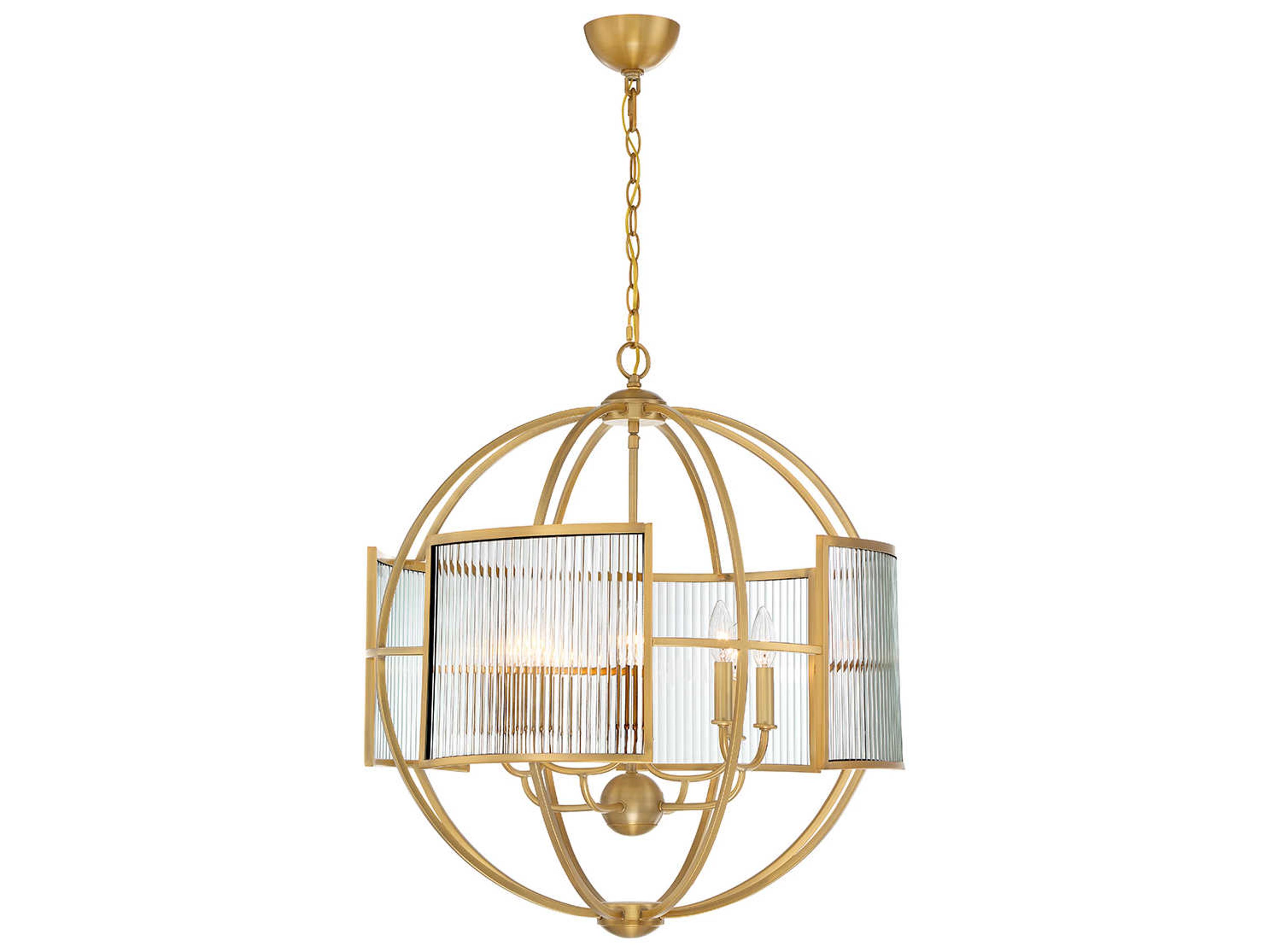 Eurofase Manilow 8-Light Brass Glass Candelabra Geometric Chandelier