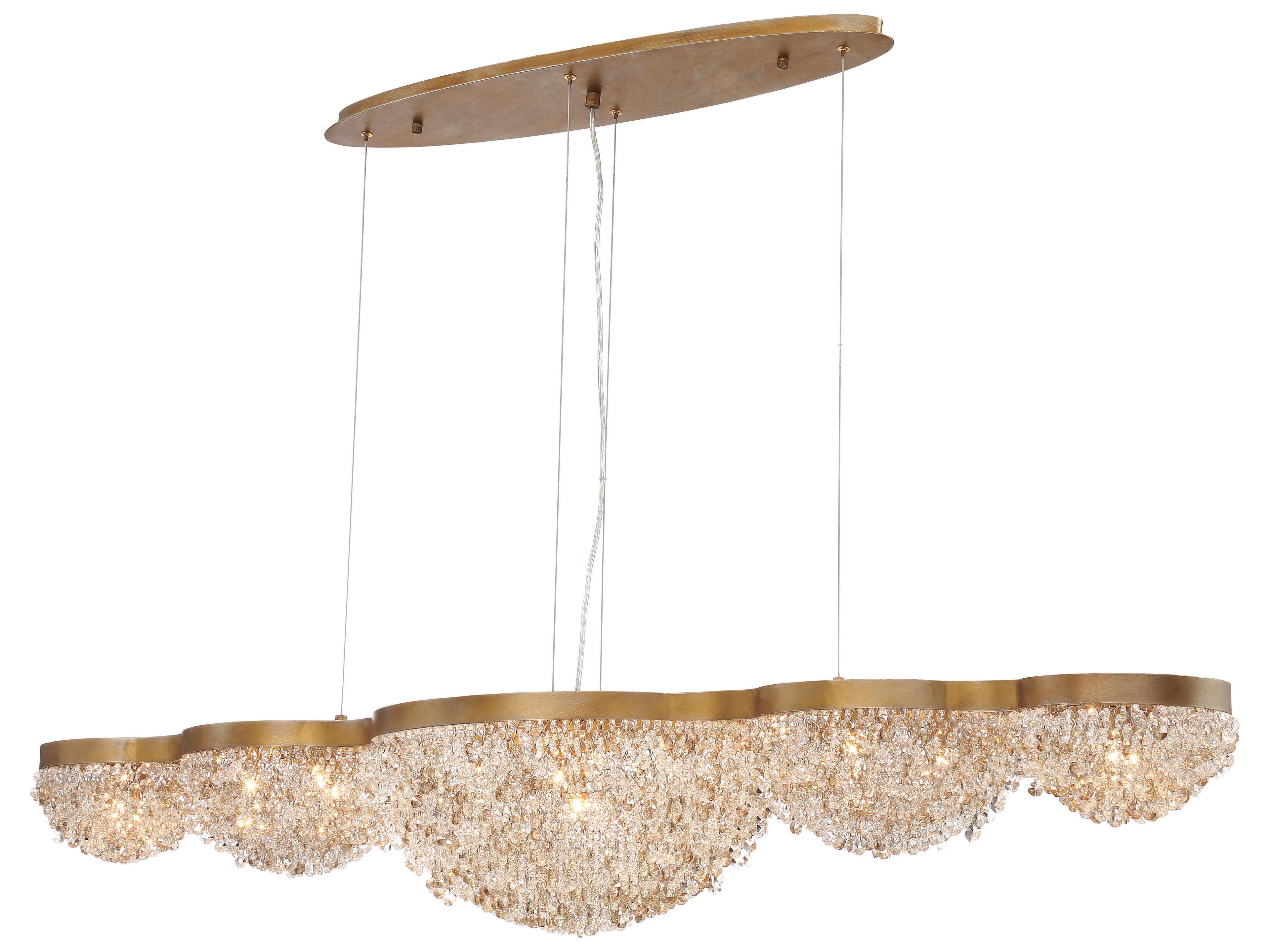 Eurofase Mondo 15-Light Antique Gold Crystal Linear Island Pendant