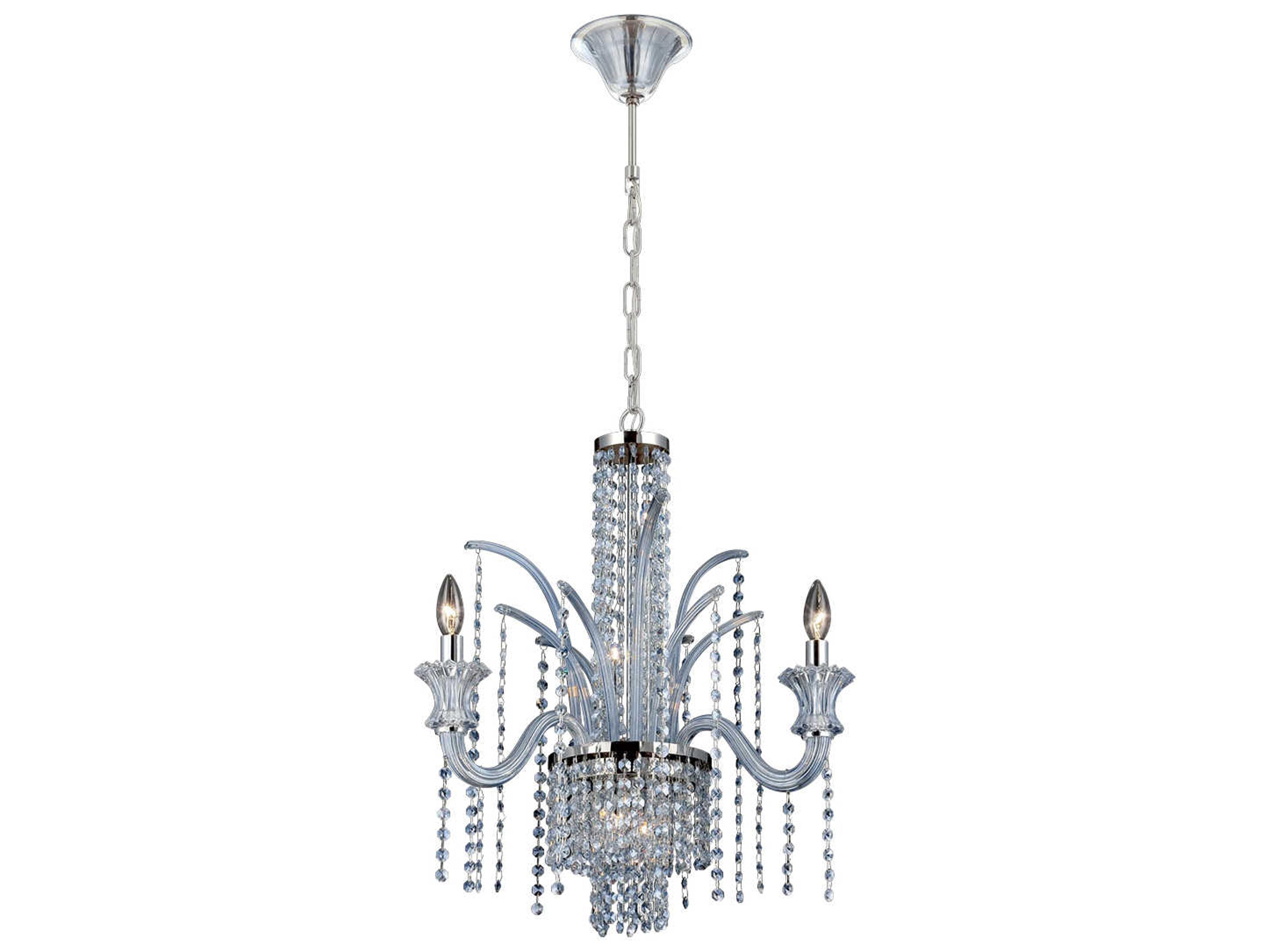 Eurofase Nava 3-Light Chrome Crystal Glass Candelabra Chandelier