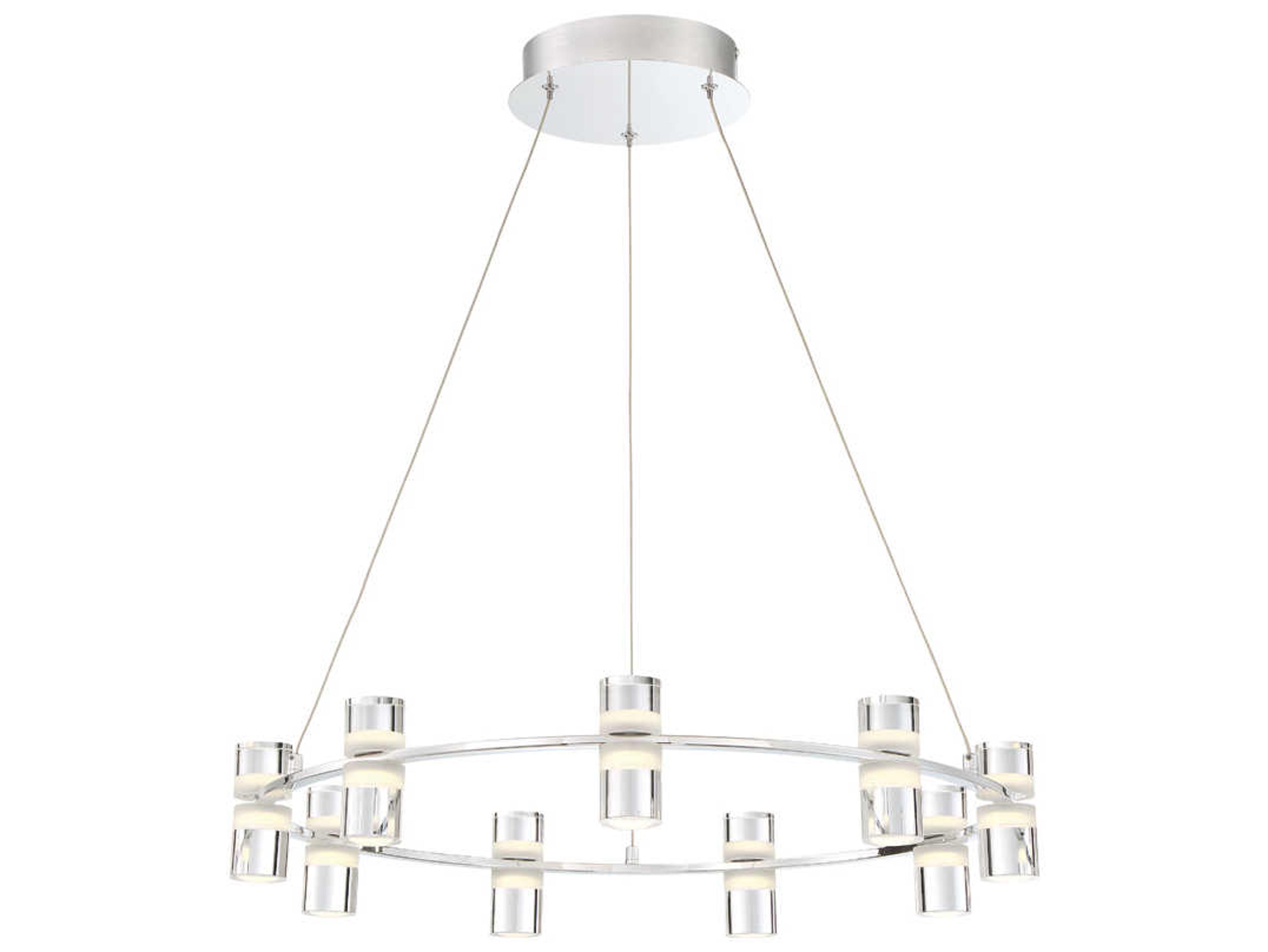Eurofase Netto 9-Light Chrome LED Cylinder Round Chandelier
