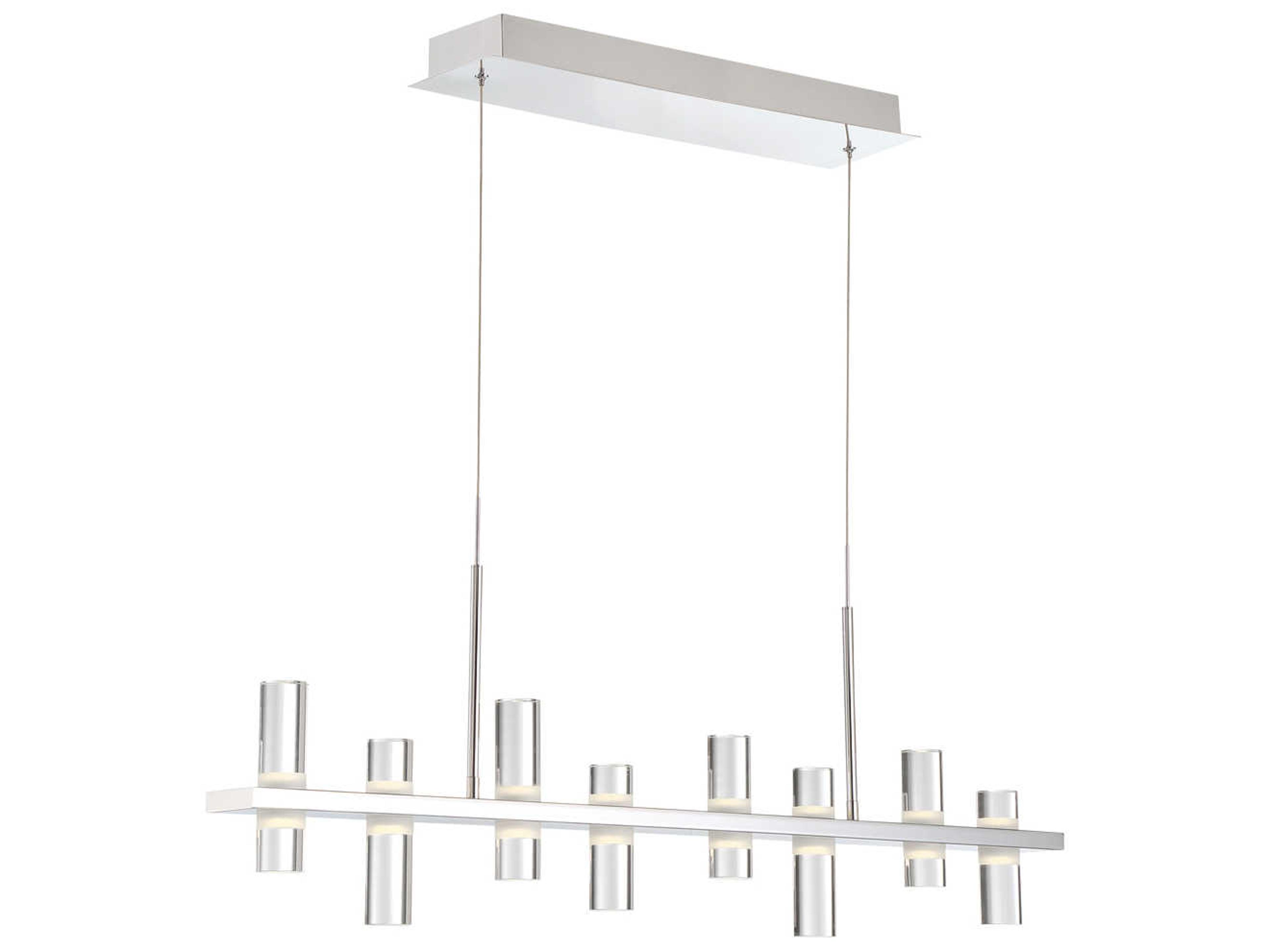 Eurofase Netto 8-Light Chrome LED Cylinder Linear Island Pendant