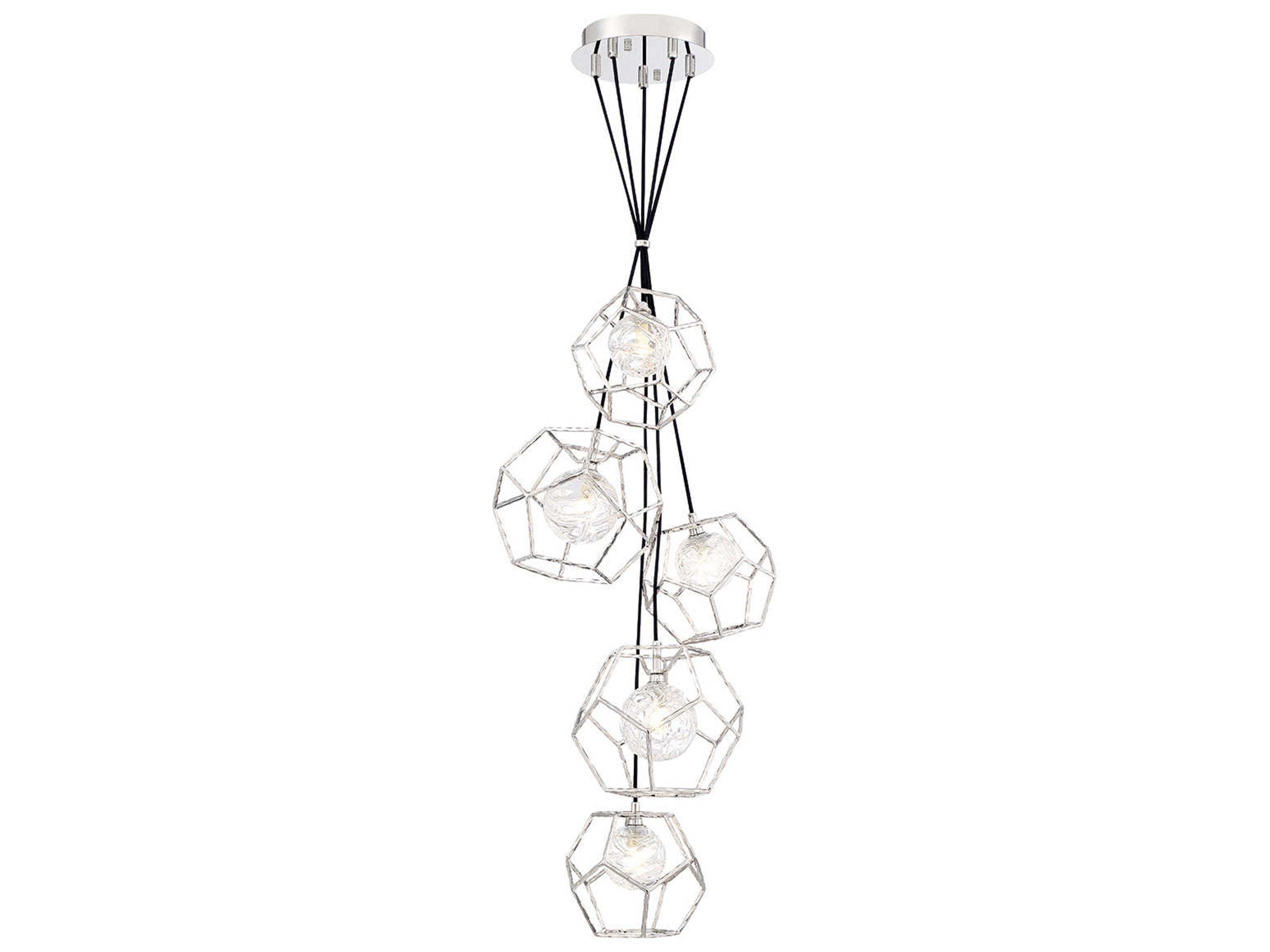 Eurofase Norway 5-Light Chrome Glass LED Globe Geometric Pendant