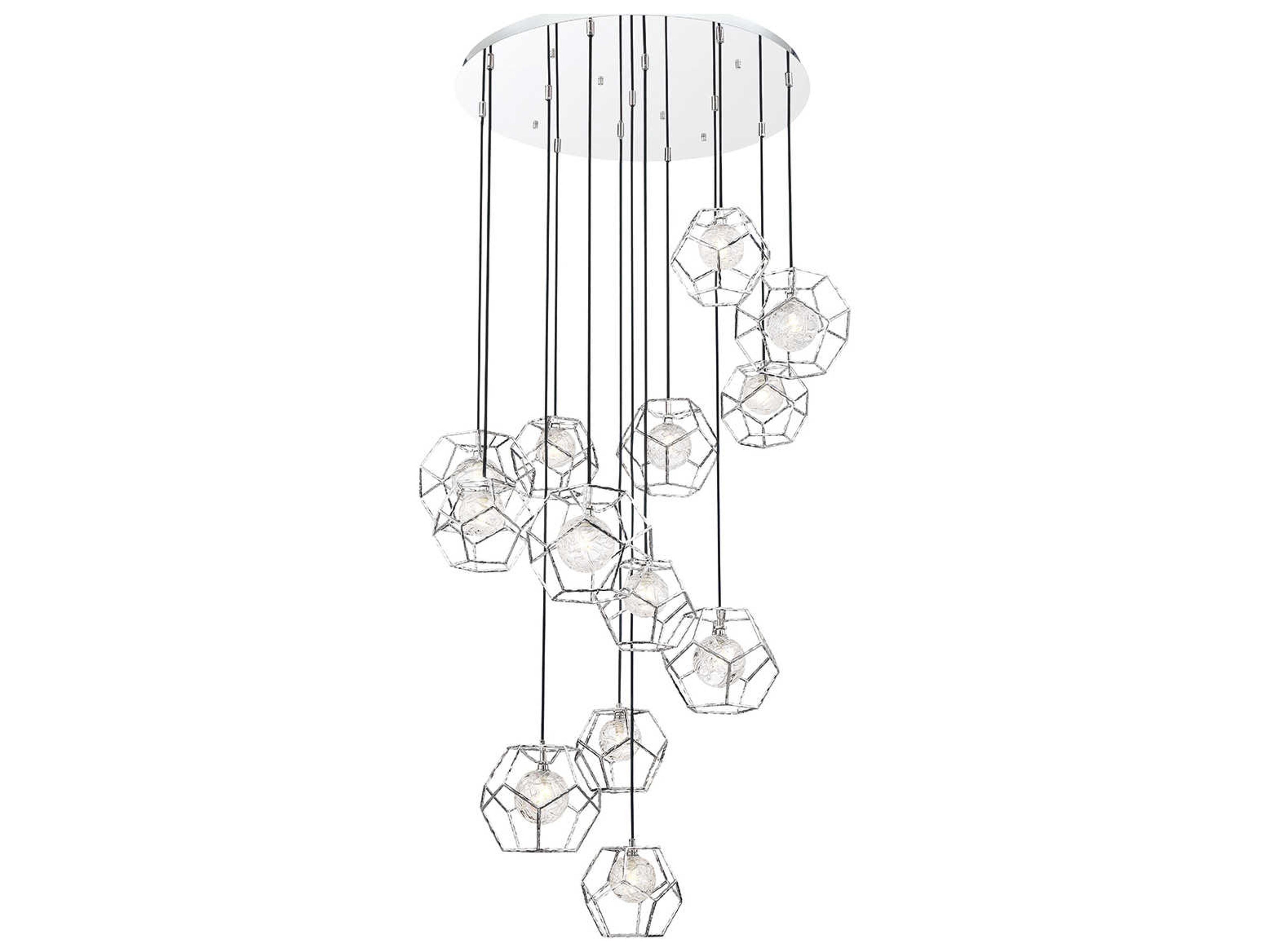 Eurofase Norway 13-Light Chrome Glass LED Globe Geometric Pendant