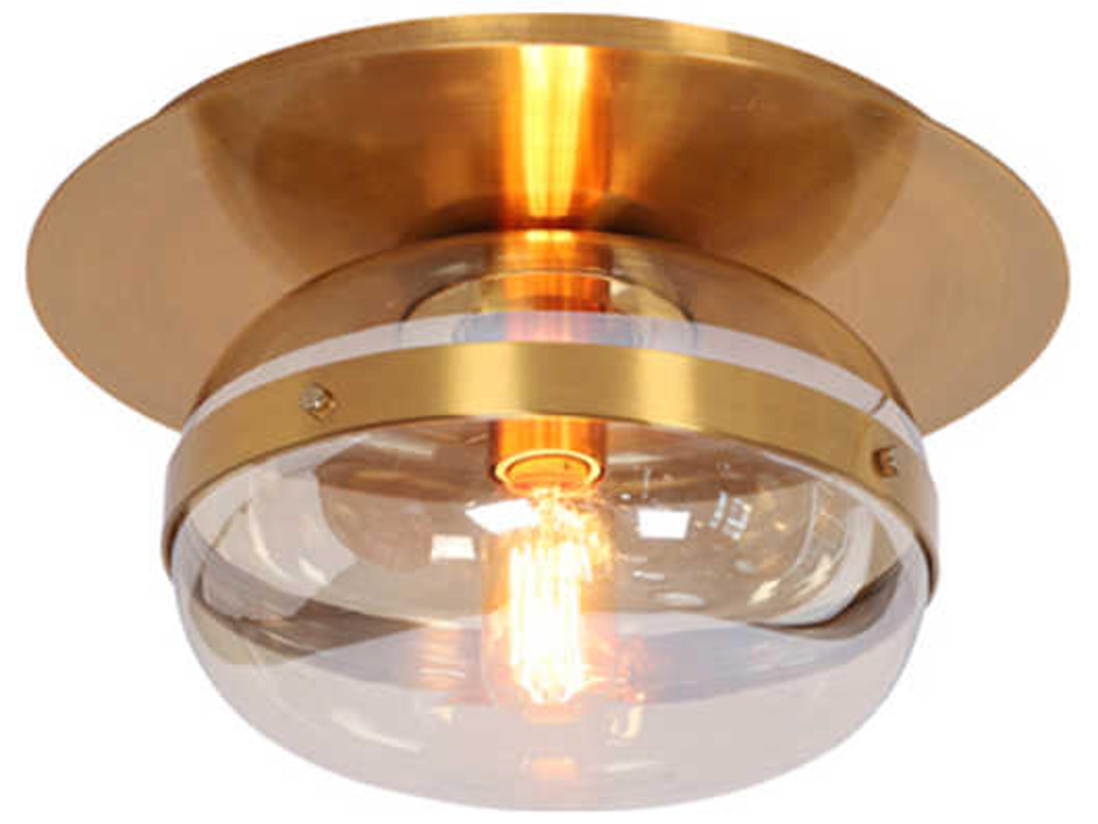 Eurofase Nottingham 1-Light Ancient Brass Glass Globe Flush Mount