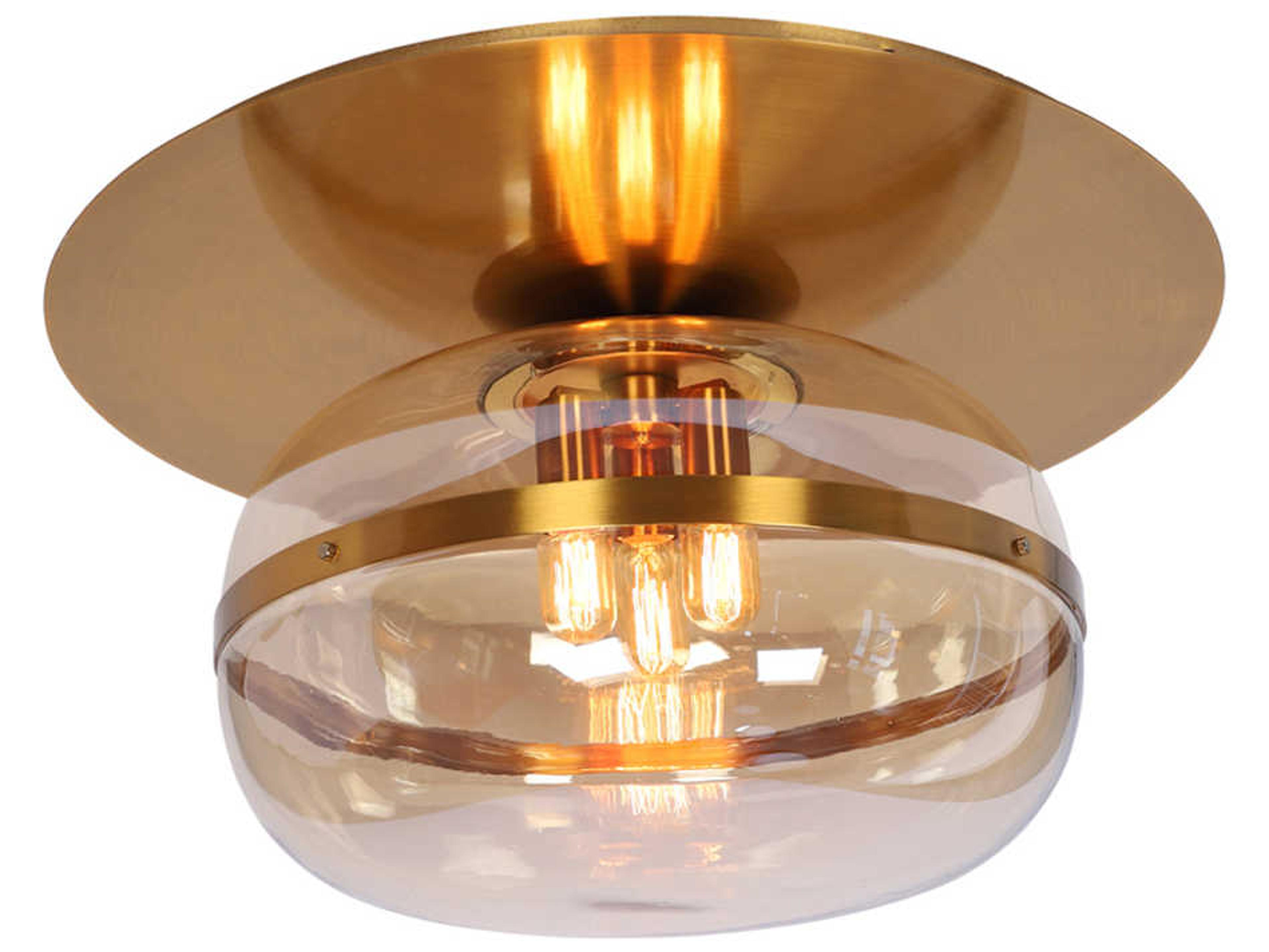 Eurofase Nottingham 3-Light Ancient Brass Glass Globe Flush Mount