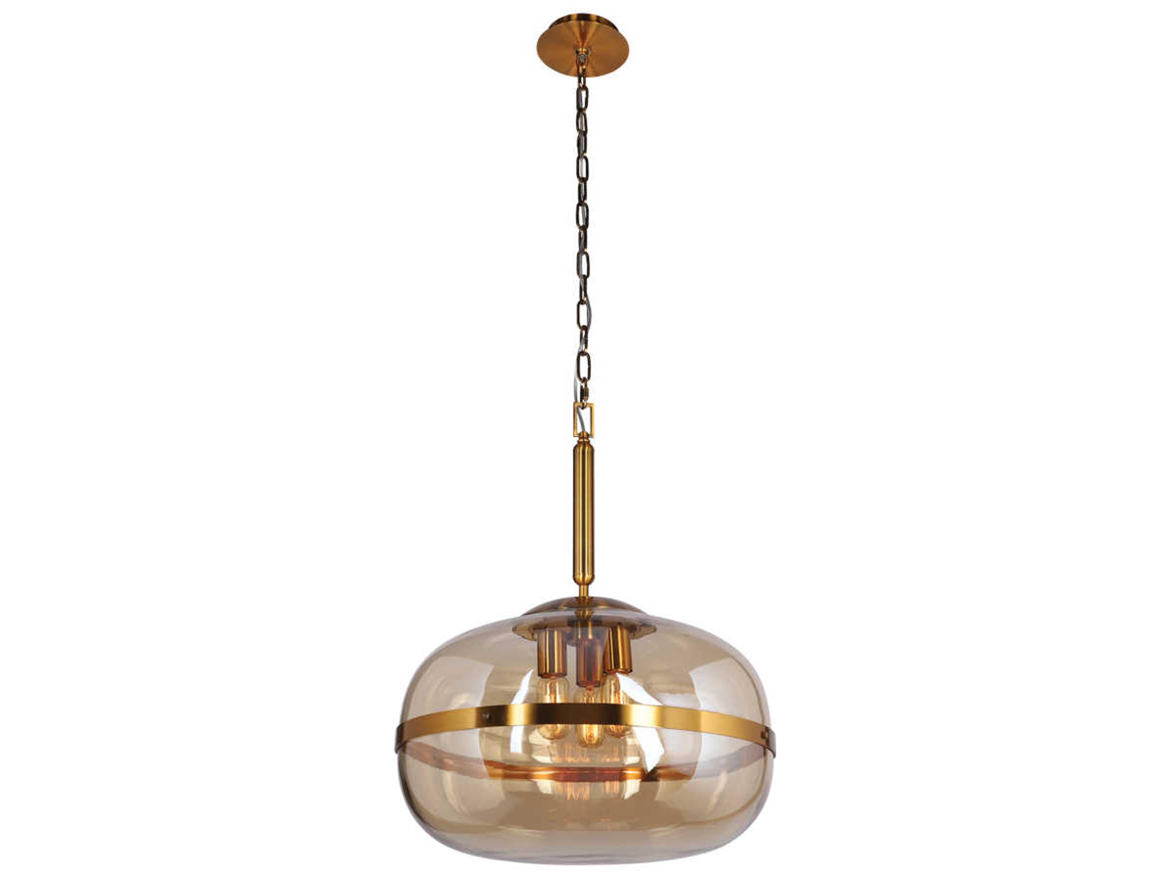 Eurofase Nottingham 3-Light Ancient Brass Glass Globe Pendant