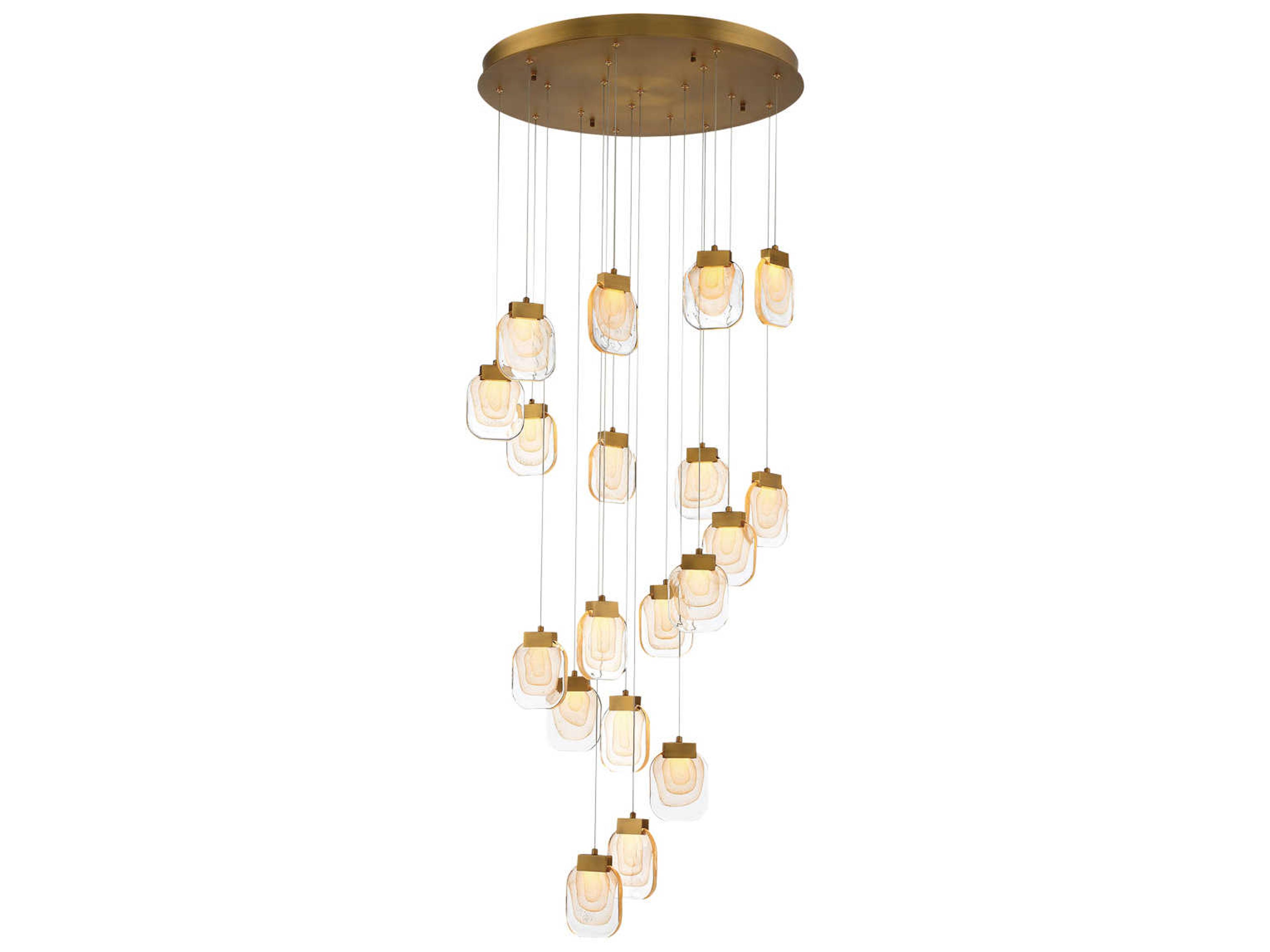Eurofase Paget 19-Light9-Light Gold Glass LED Pendant