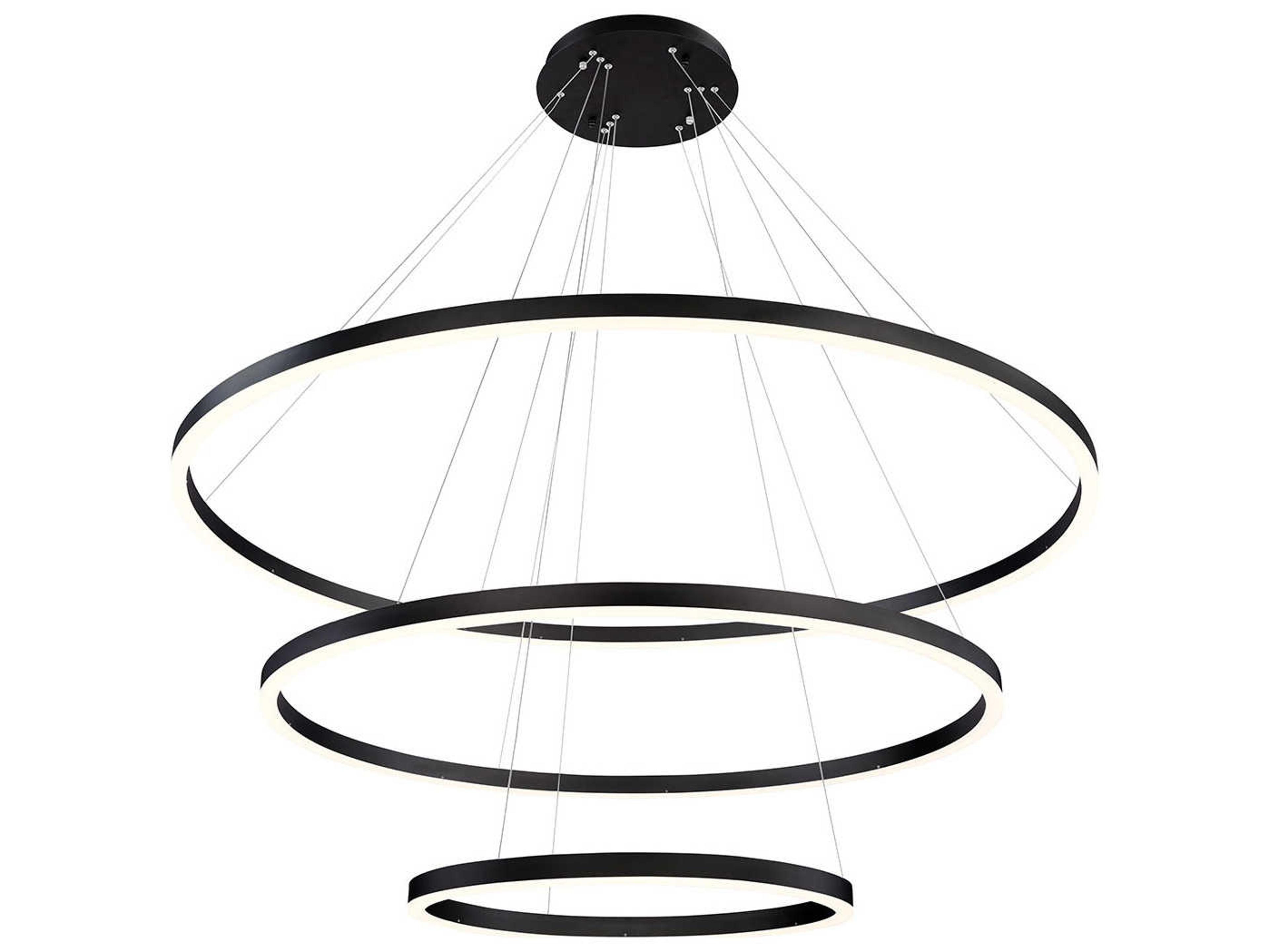 Eurofase Spunto 3-Light Matte Black LED Round Tiered Pendant